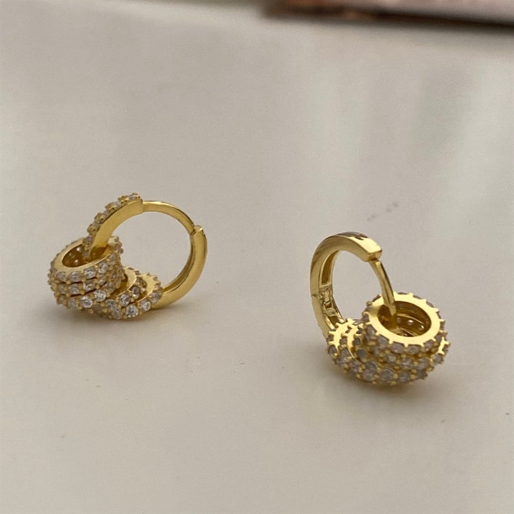 925 taş halka charmlı küpe