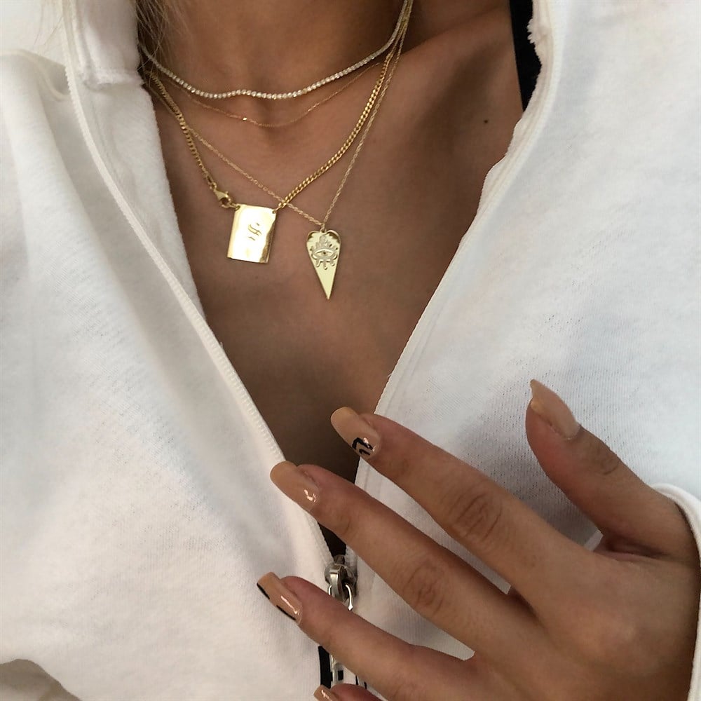 925 taşlı choker kolye ince