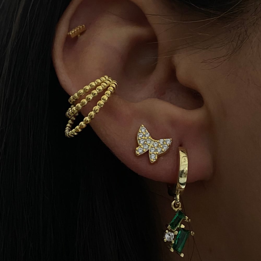 925 üç halkalı hacimli ear cuff
