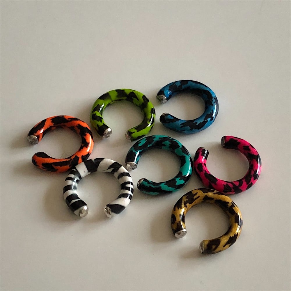 925 yağ yeşili leoparlı ear cuff