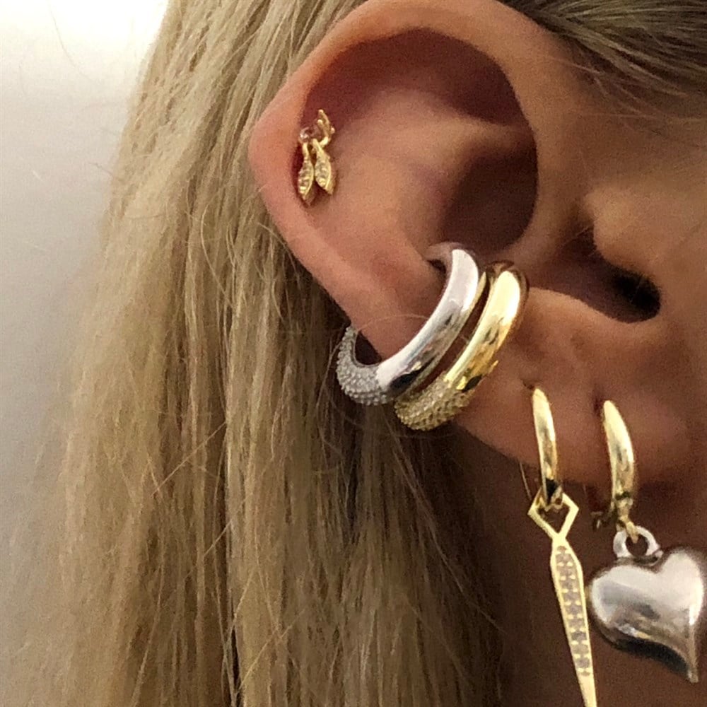 925 yarı taşlı ear cuff