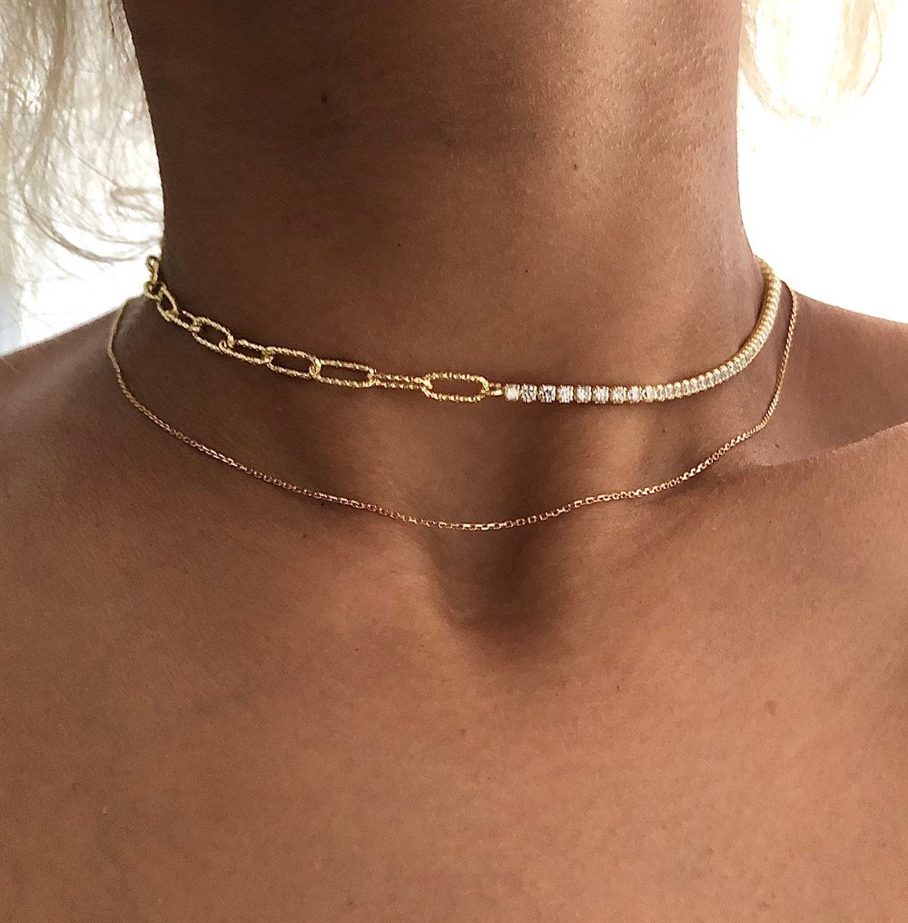 925 yarı taşlı su yolu choker