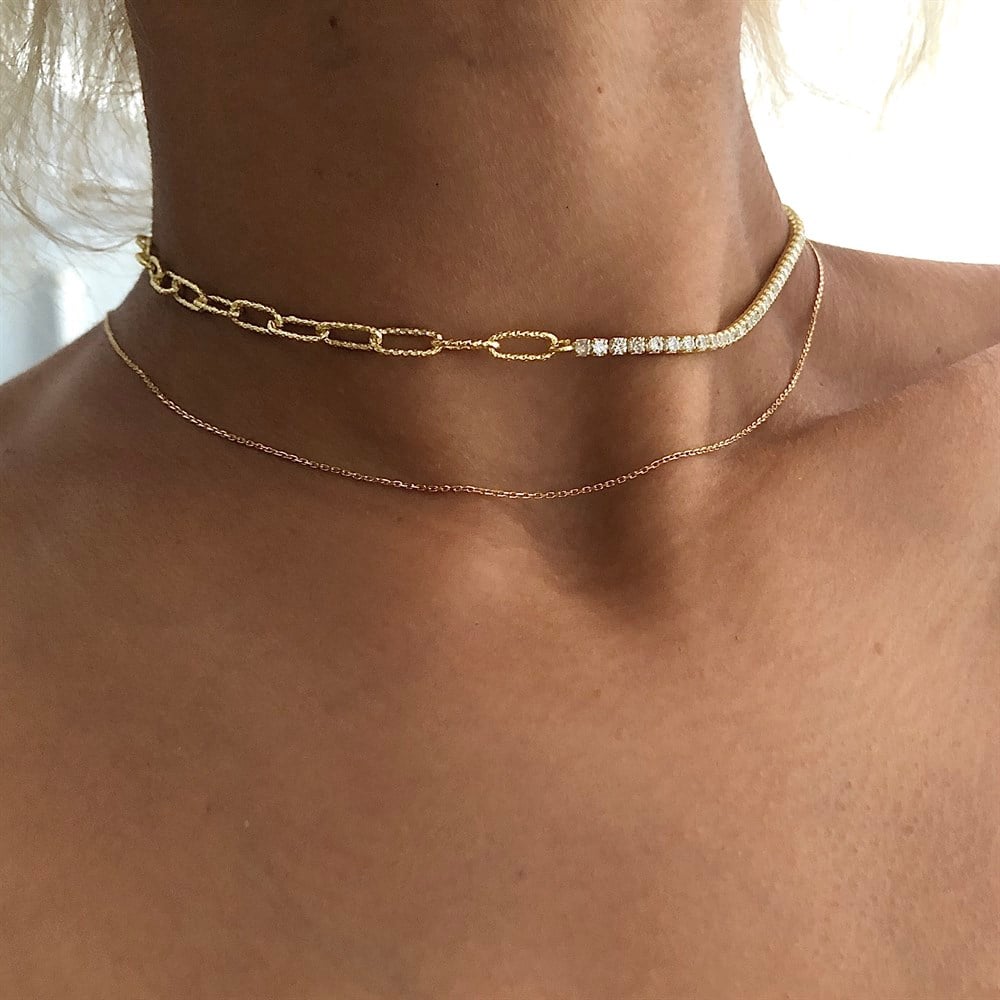 925 yarı taşlı su yolu choker