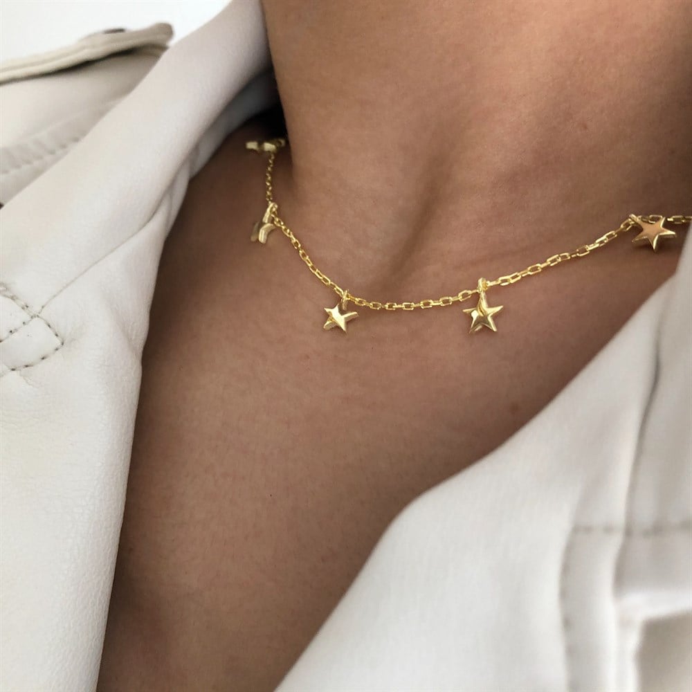 925 yıldız choker/kolye