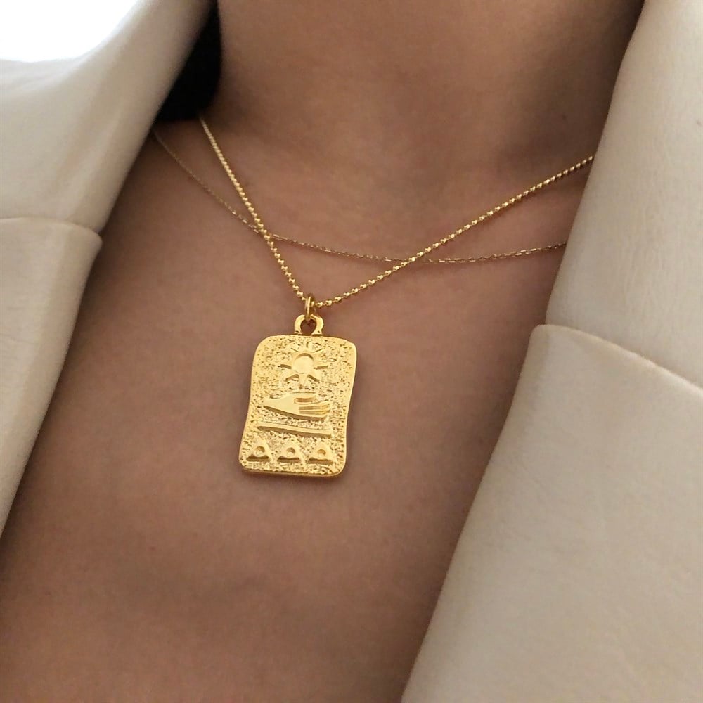 dikdörtgen simge kolye