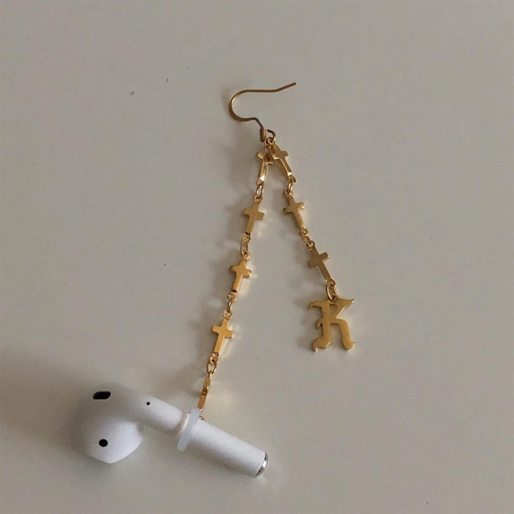 Harfli airpods tutucu küpe İSTEDİĞİNİ YAZDIR