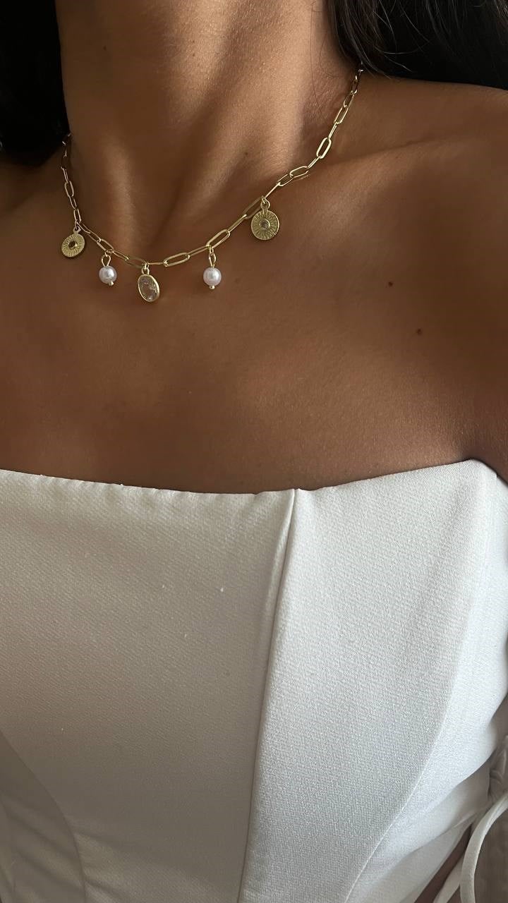 İncili Charm Dolu Kolye
