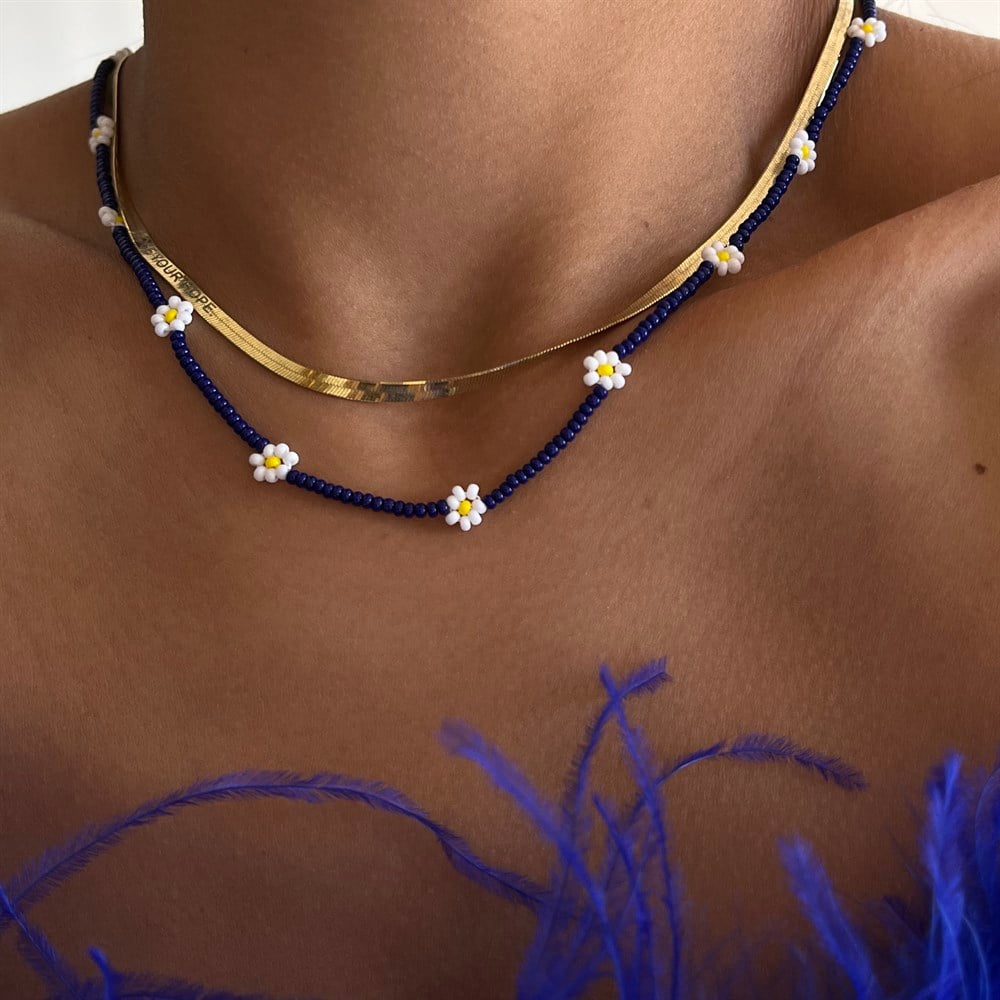 Mavi papatya kolye