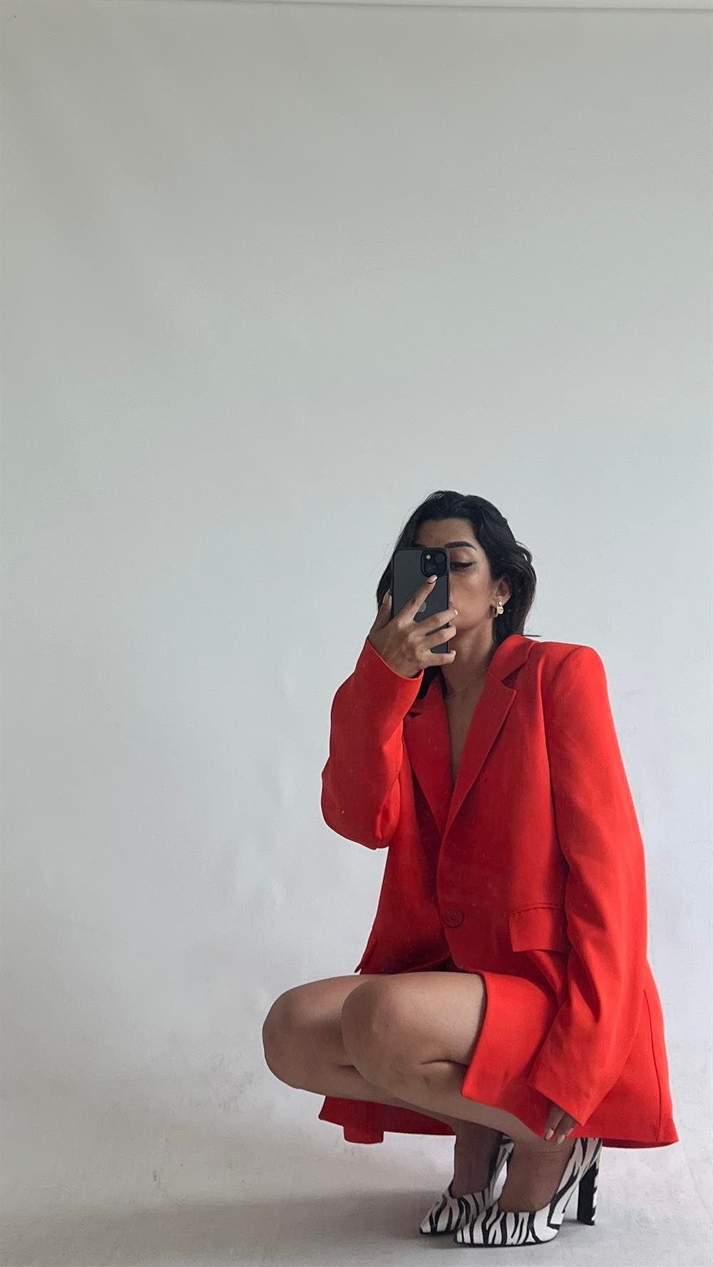 Nar Çiçeği Blazer Elbise Ceket