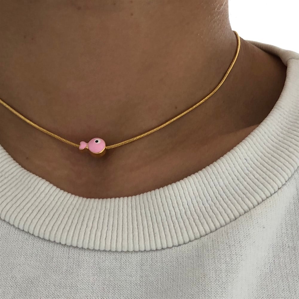 Pembe balık kolye