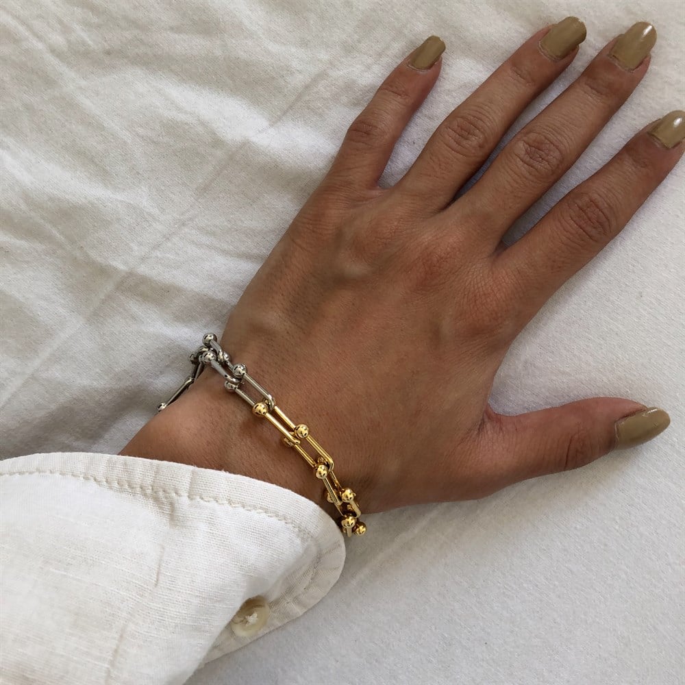 silver&gold mix punk bileklik