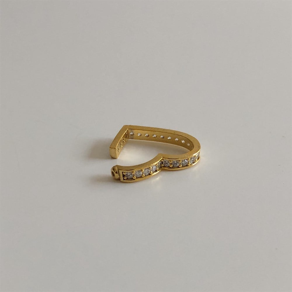 taşlı kalp ear cuff