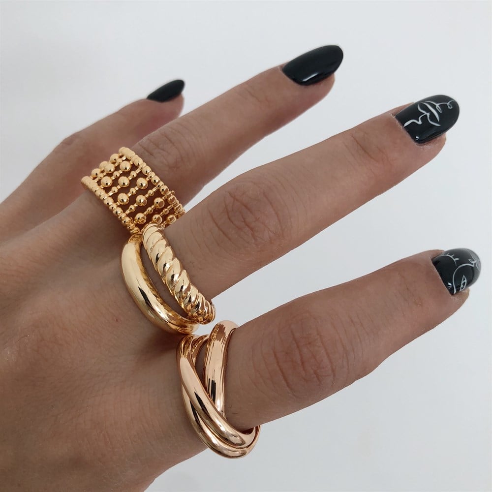 top desenli yüzük gold