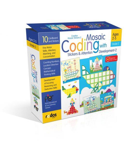 Mosaic Coding with Stickers&Attention Development-2 - Grade-Level 2 - Creative Mosaic Stickers-2 - A