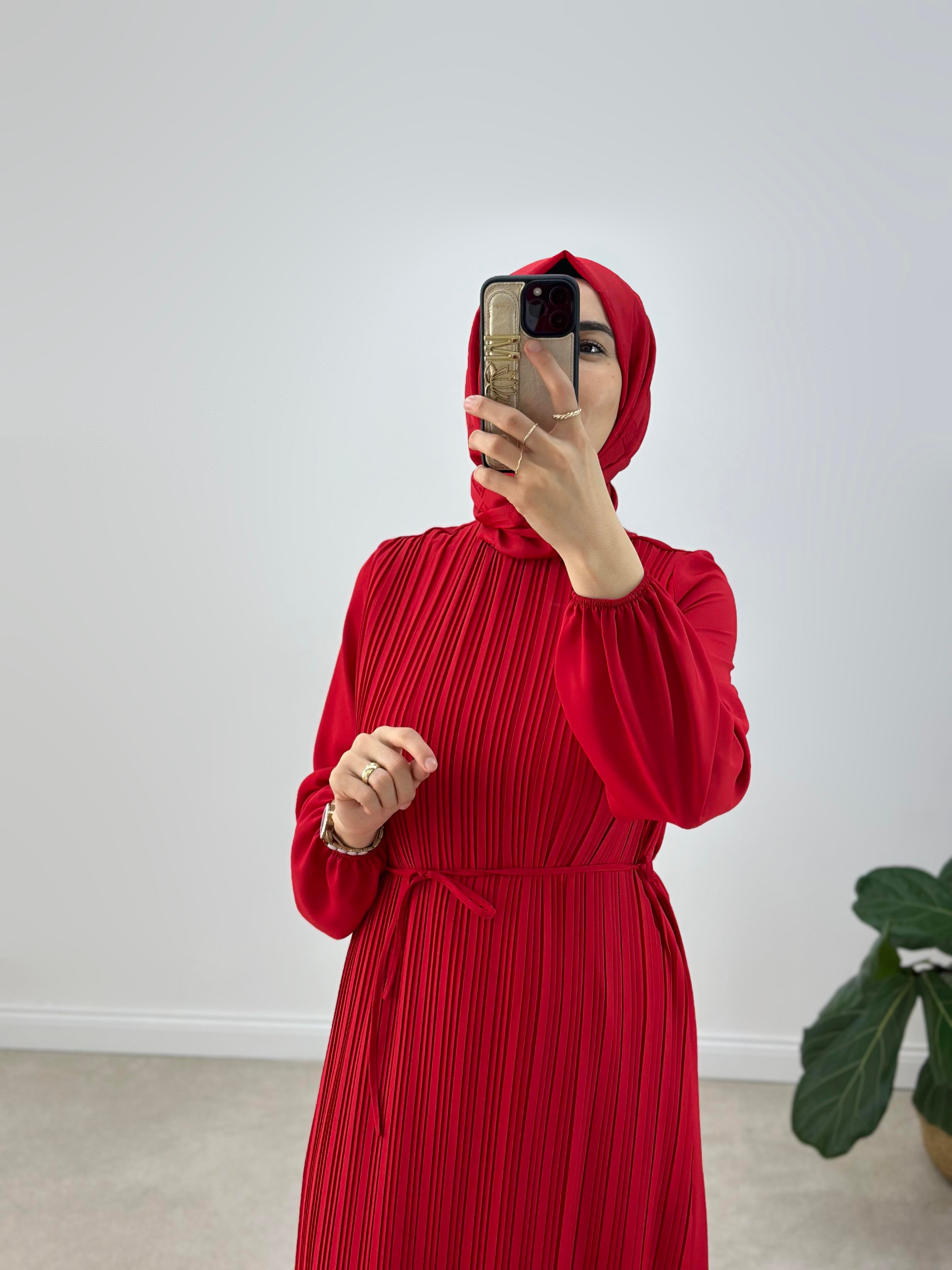 Armine Collection İpek Krep Kumaş Piliseli Ve Astarlı Elbise