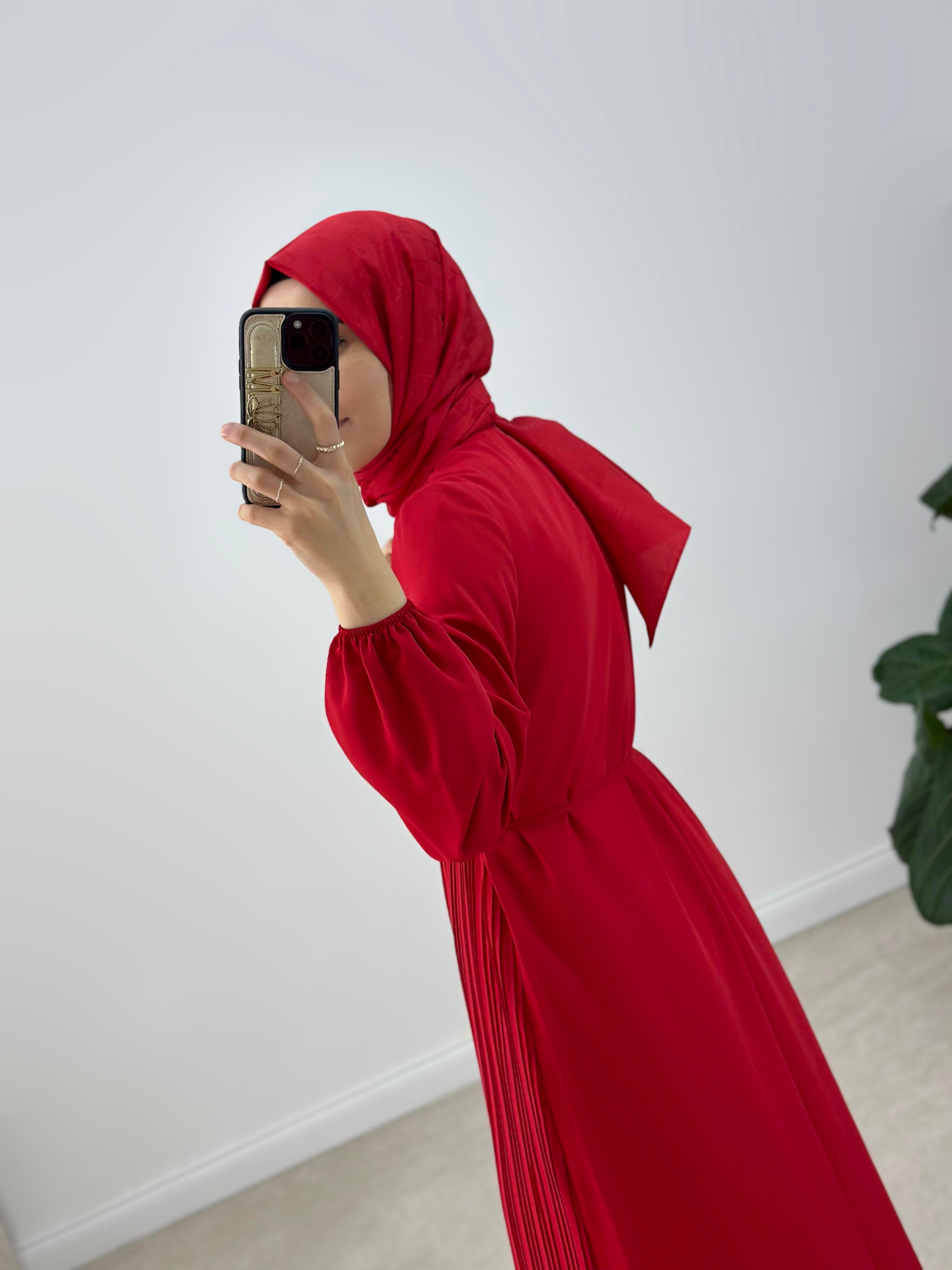 Armine Collection İpek Krep Kumaş Piliseli Ve Astarlı Elbise