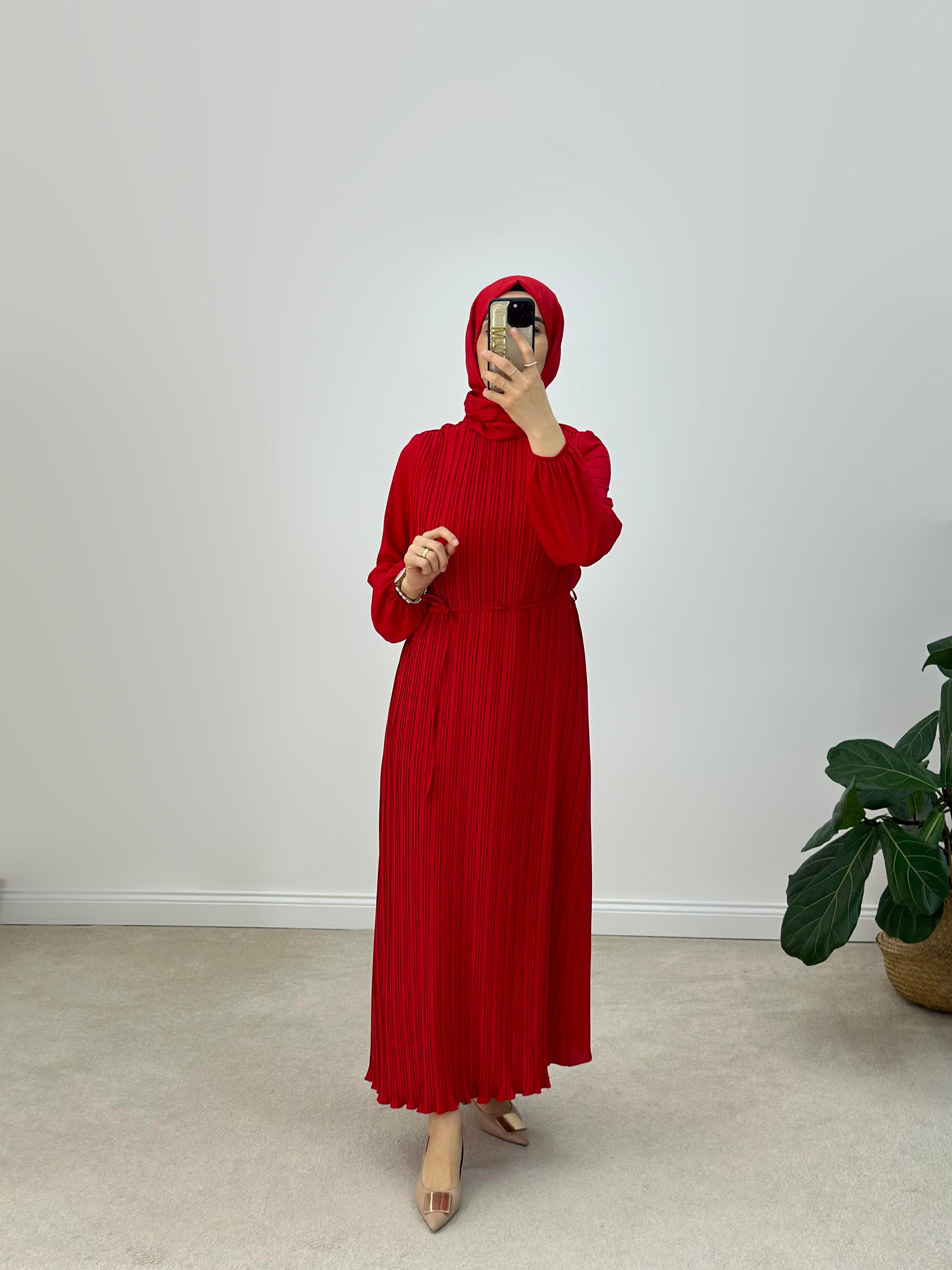 Armine Collection İpek Krep Kumaş Piliseli Ve Astarlı Elbise