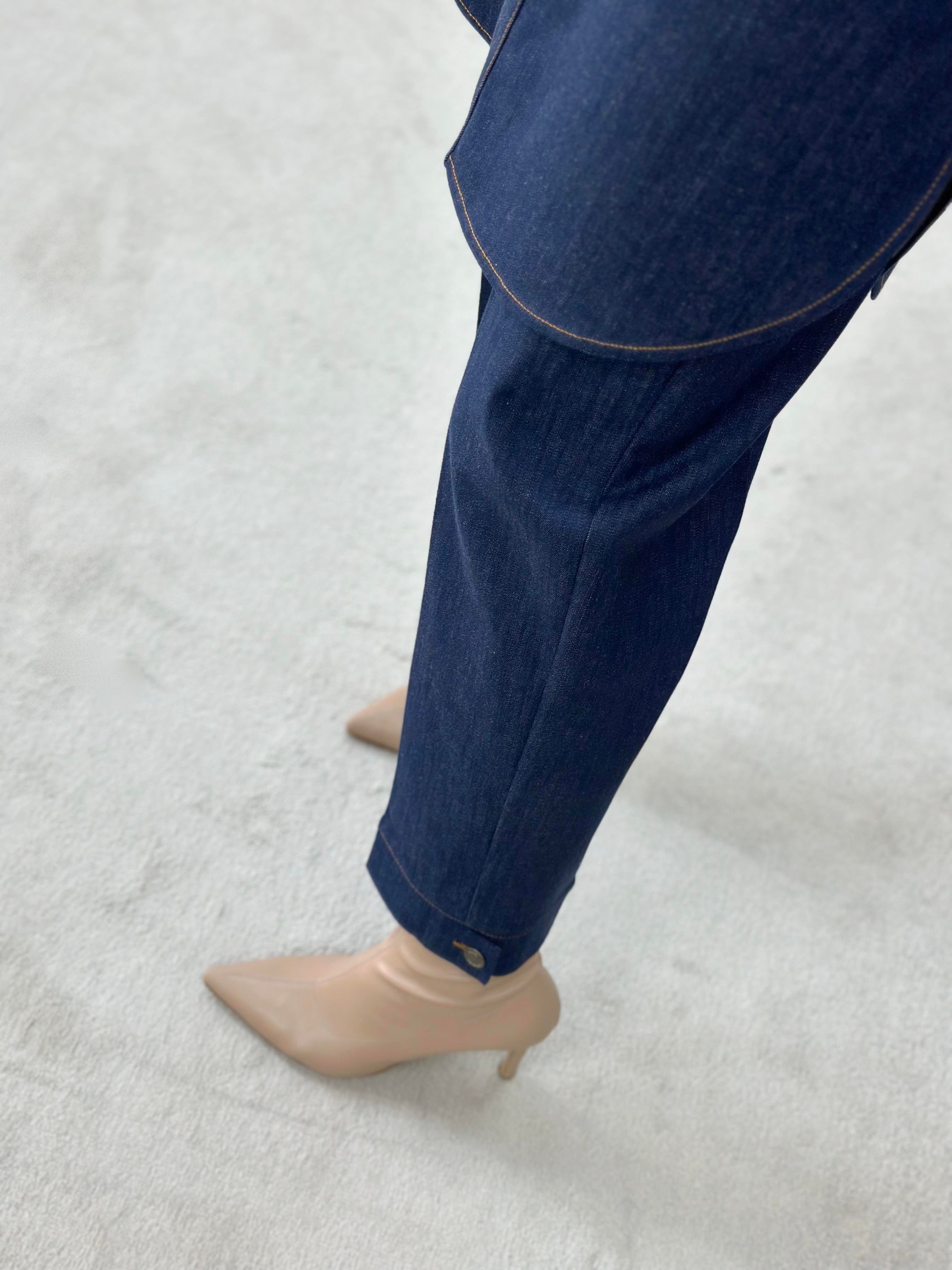 Armine Collection Paça Manşetli Denim Havuç Pantolon 24K2702 Lacivert 