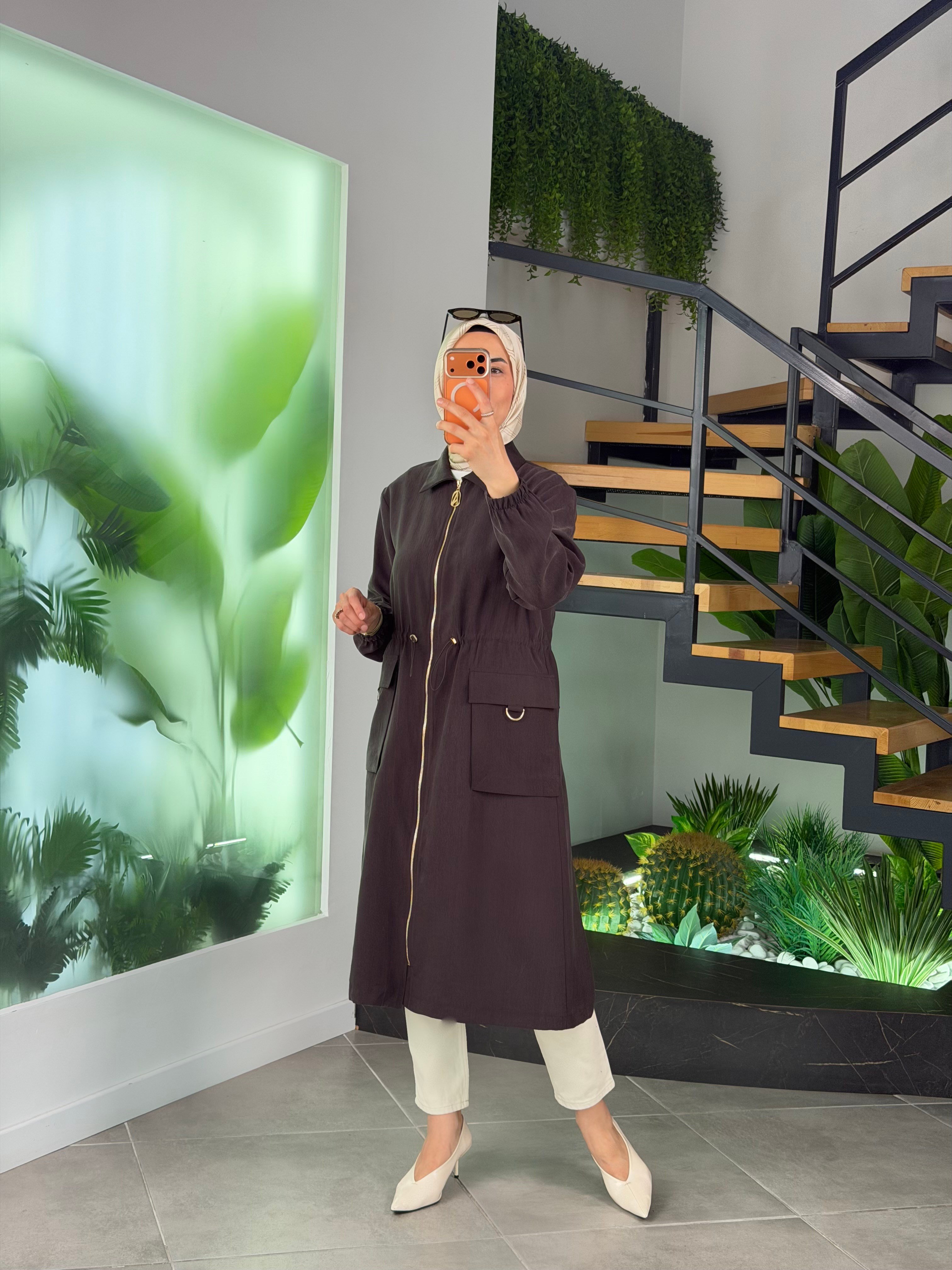 Armine Trend Beli Büzgü Detaylı Kap 26YT501 Kahverengi