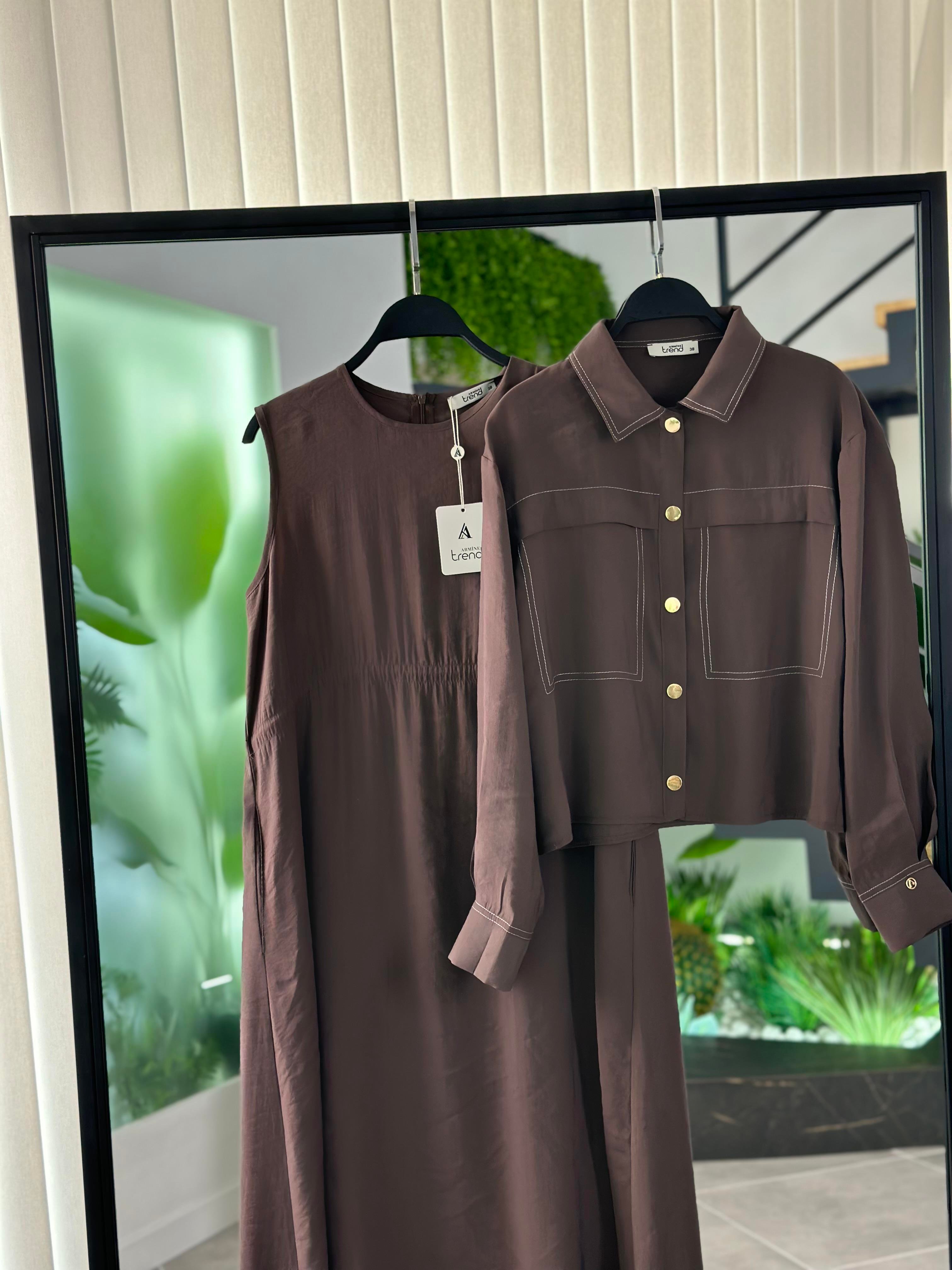 Armine Trend Ceketli Elbise 25YT620 Kahverengi 