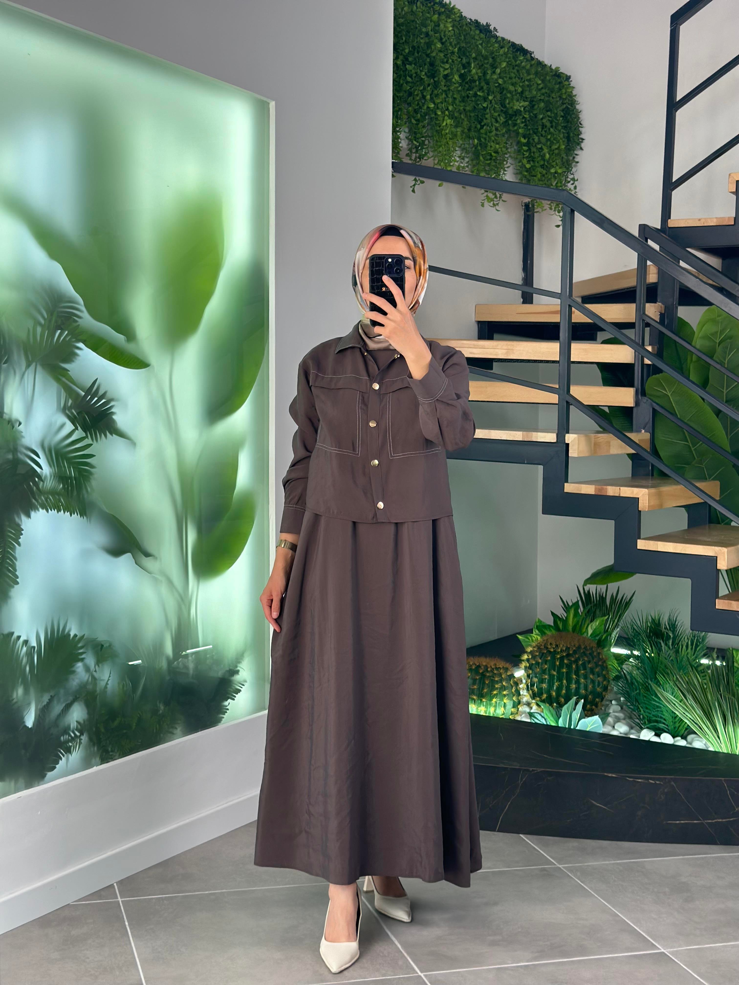 Armine Trend Ceketli Elbise 25YT620 Kahverengi 