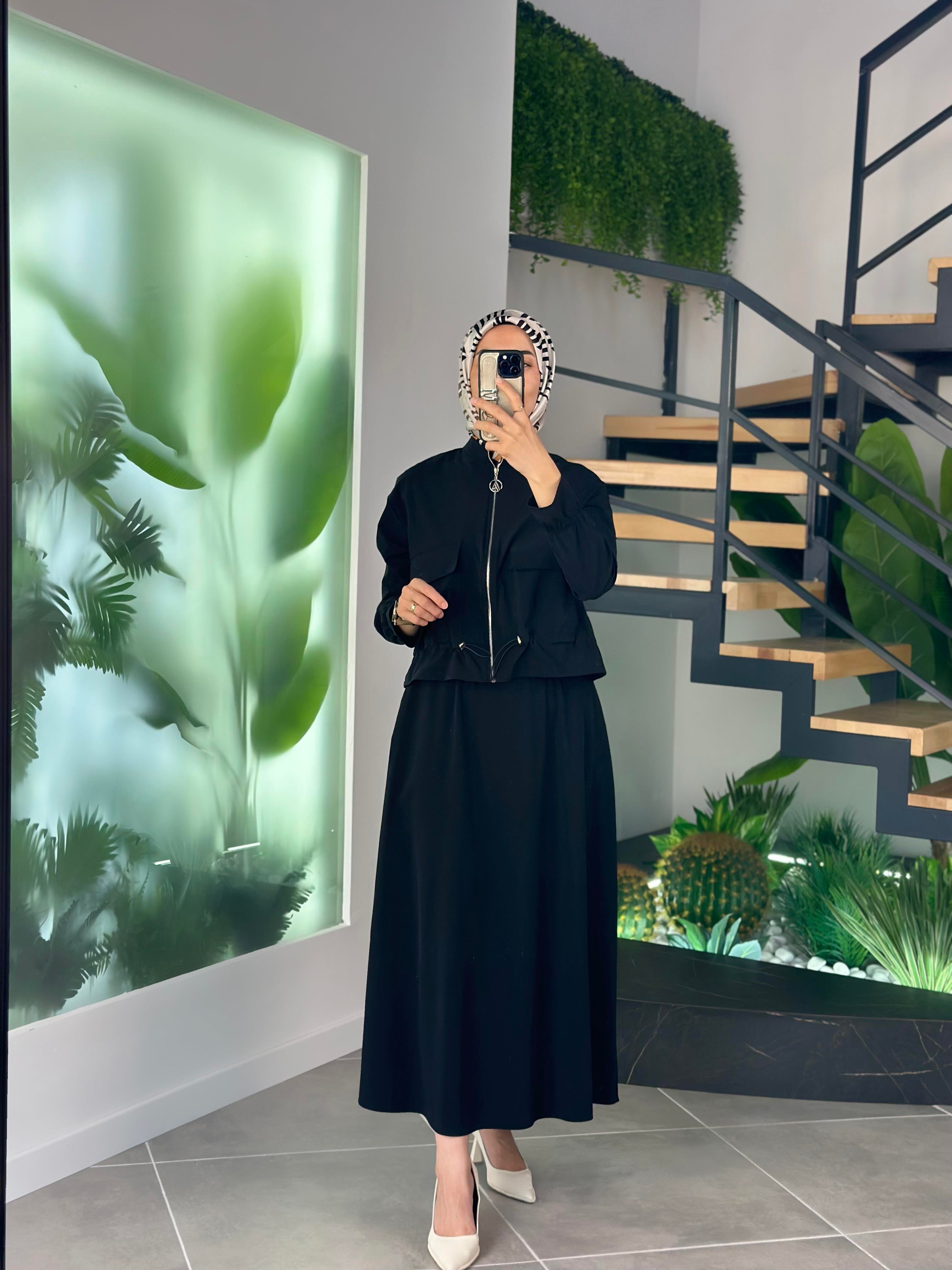 Armine Trend Ceketli Etekli Takım 25YT659 Siyah 