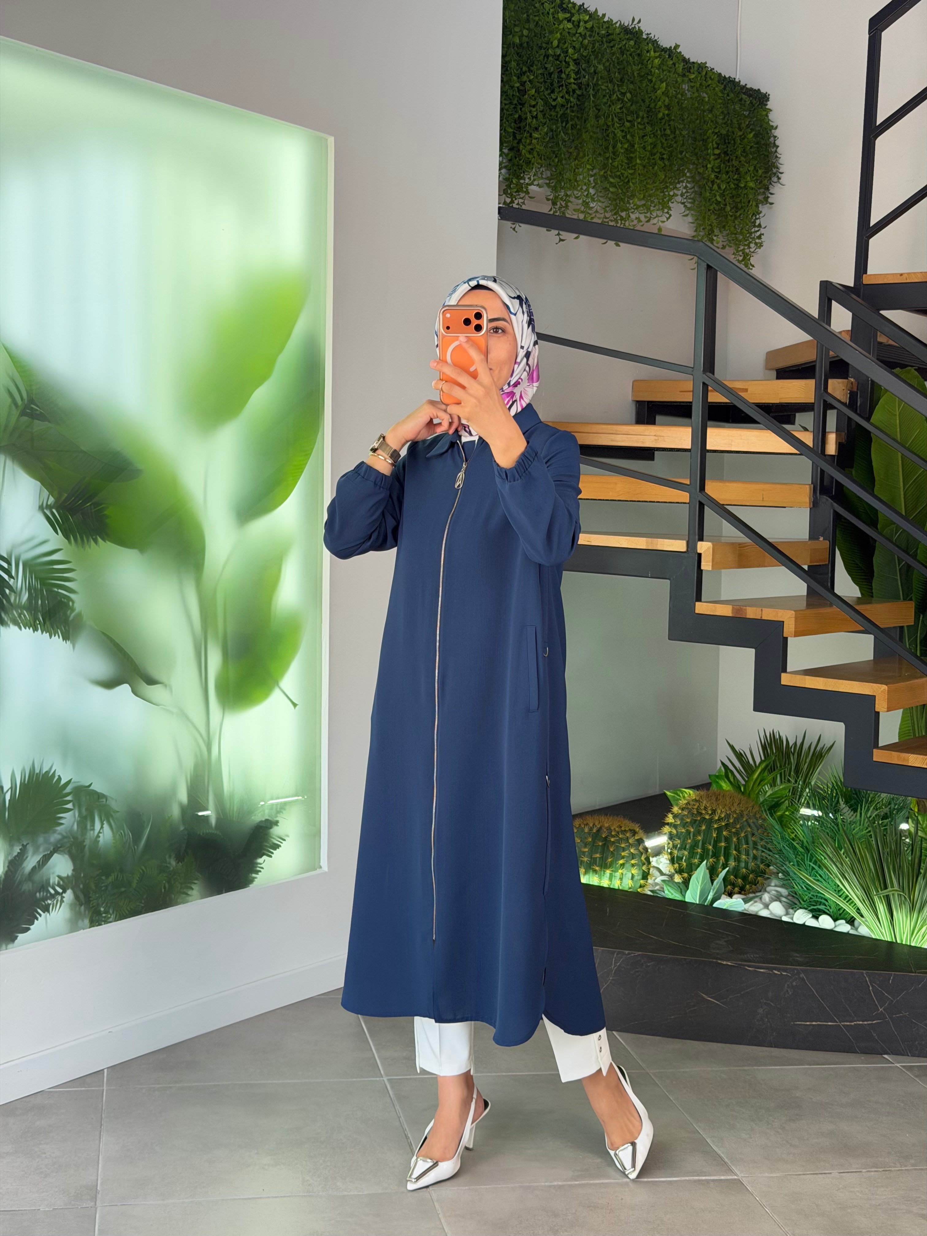 Armine Trend Fermuarlı  Halka Şerit Detaylı Giyçık 26YT502 İndigo