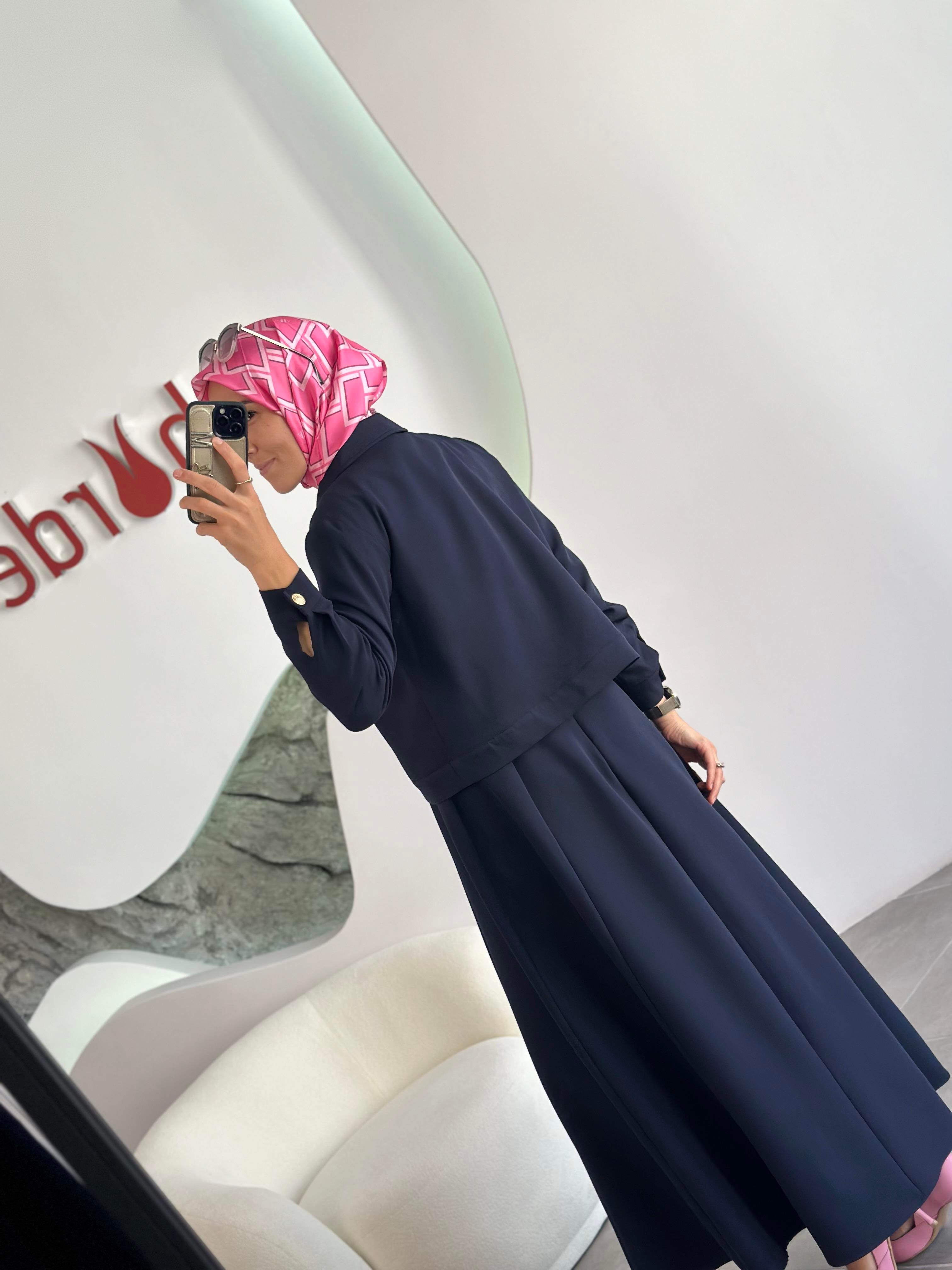 Armine Trend Jile Elbiseli Ceketli Takım 25KT642 Lacivert