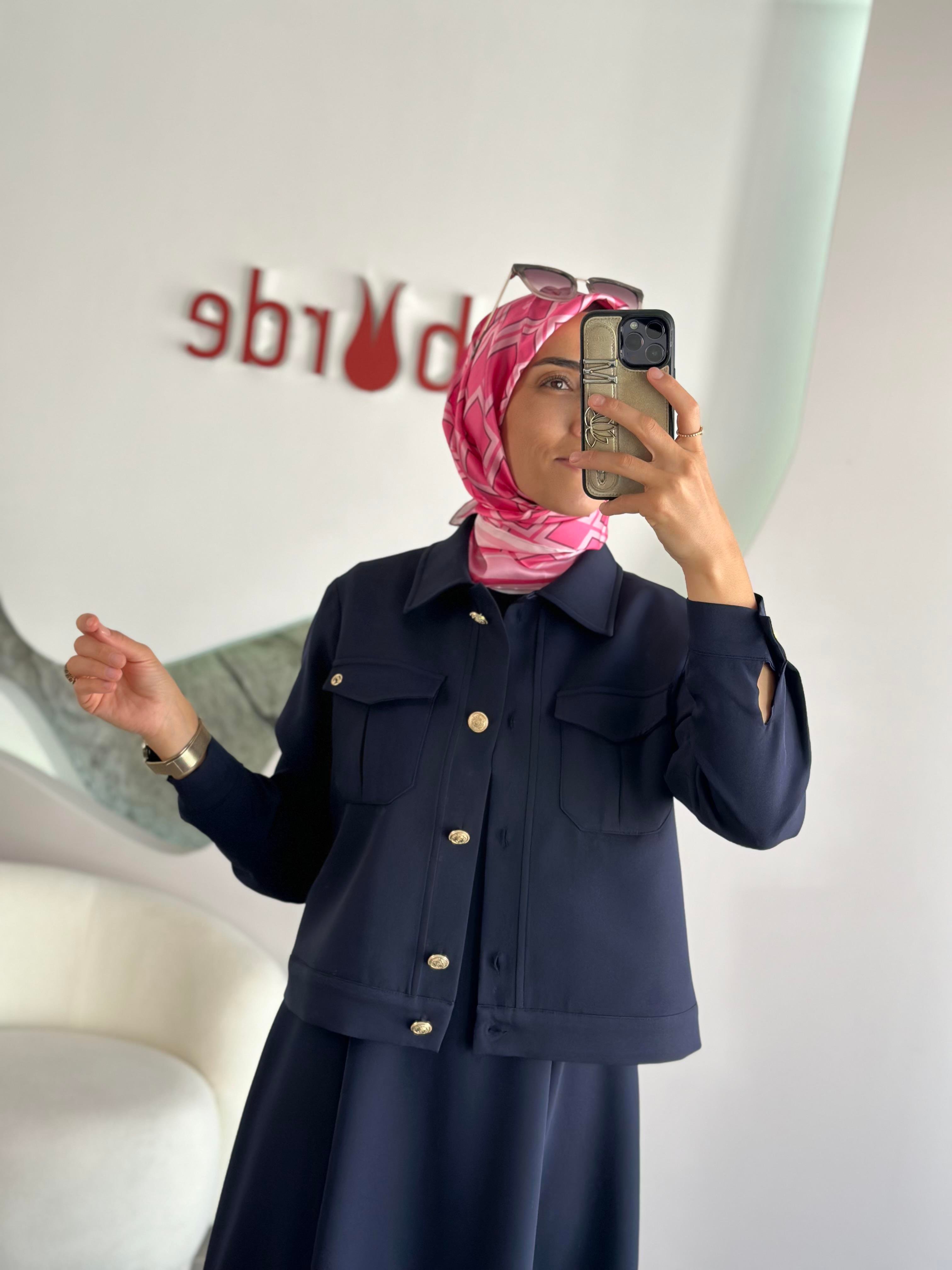 Armine Trend Jile Elbiseli Ceketli Takım 25KT642 Lacivert