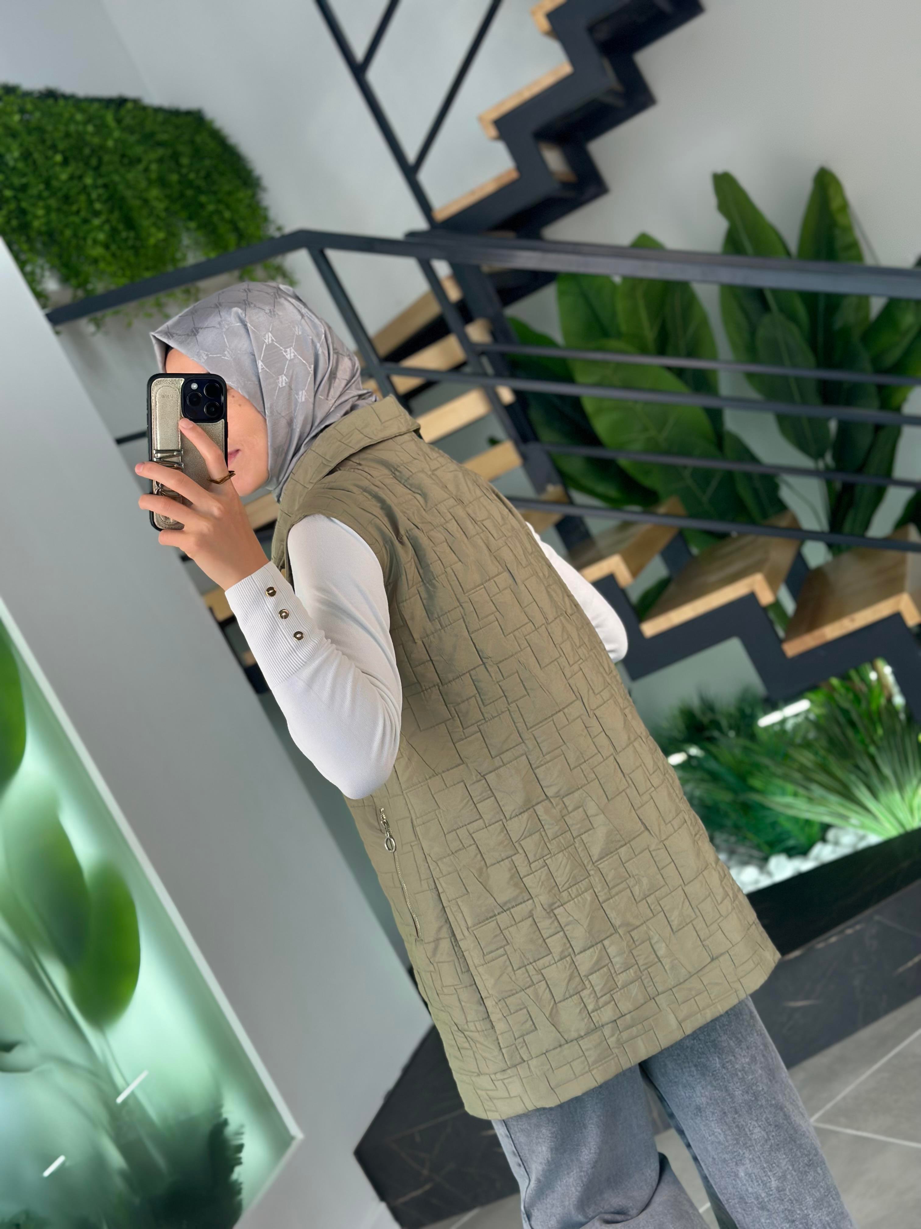 Armine Trend Kapitone Yelek 25YT531 Haki 