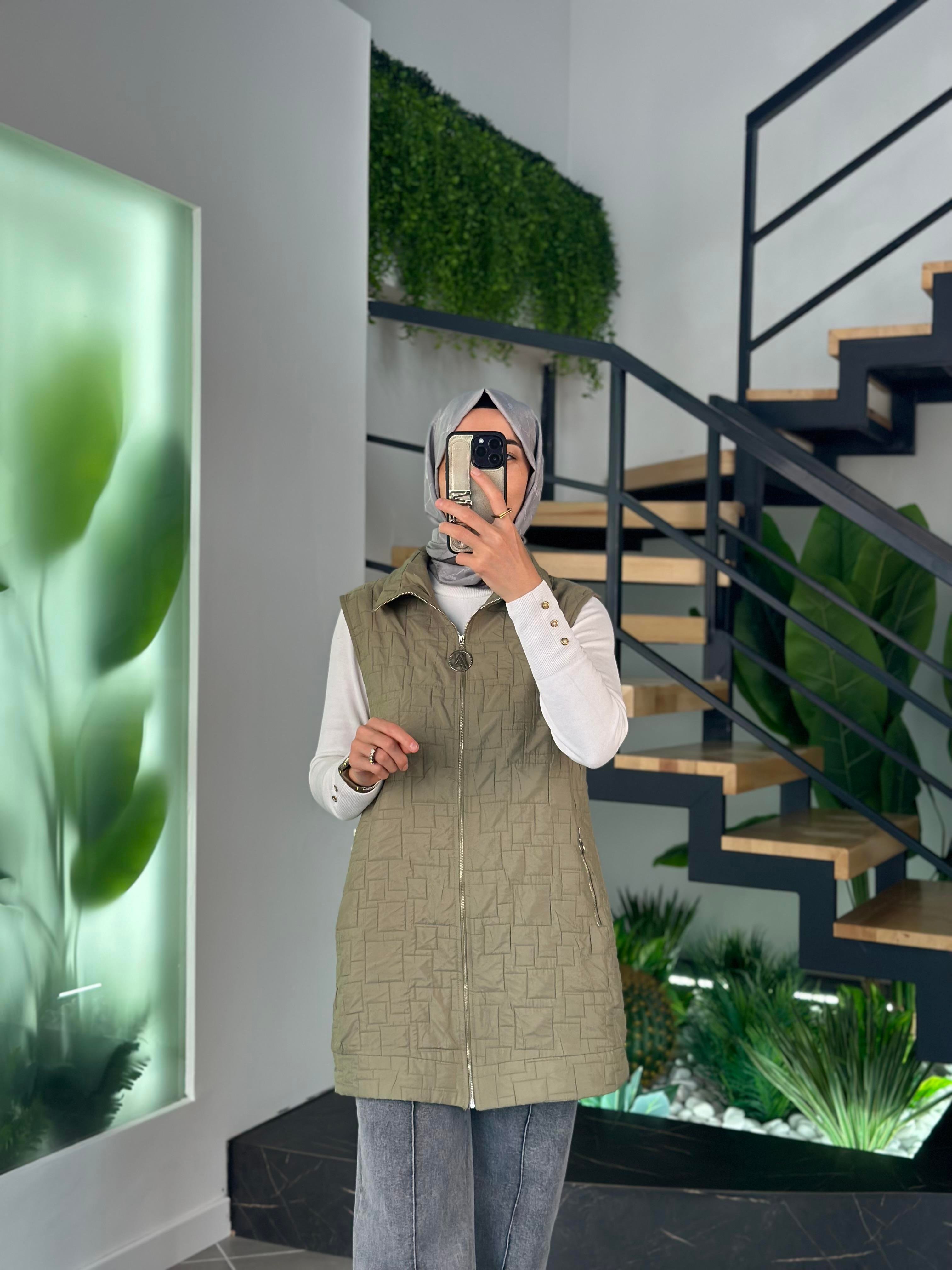 Armine Trend Kapitone Yelek 25YT531 Haki 