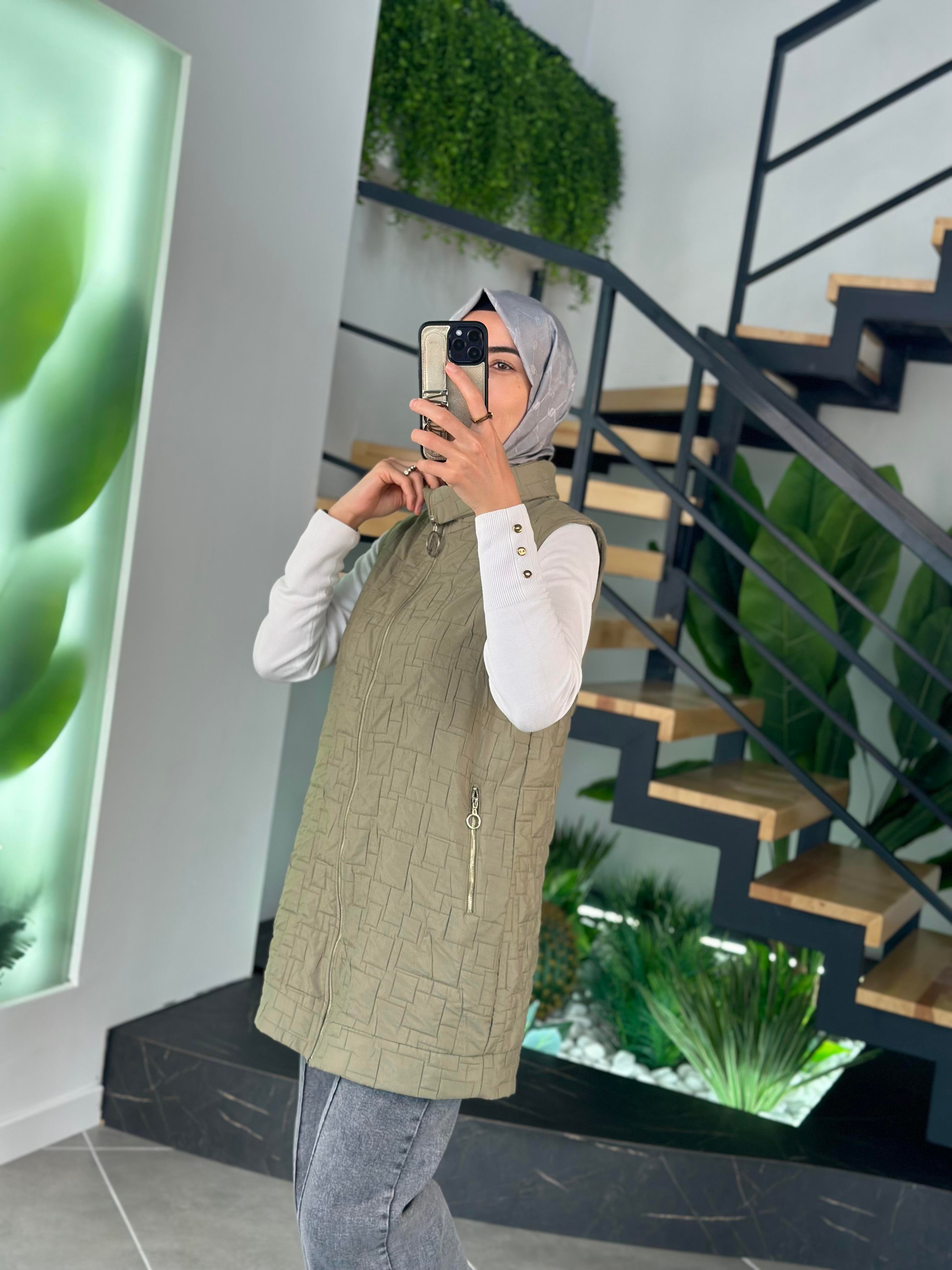Armine Trend Kapitone Yelek 25YT531 Haki 
