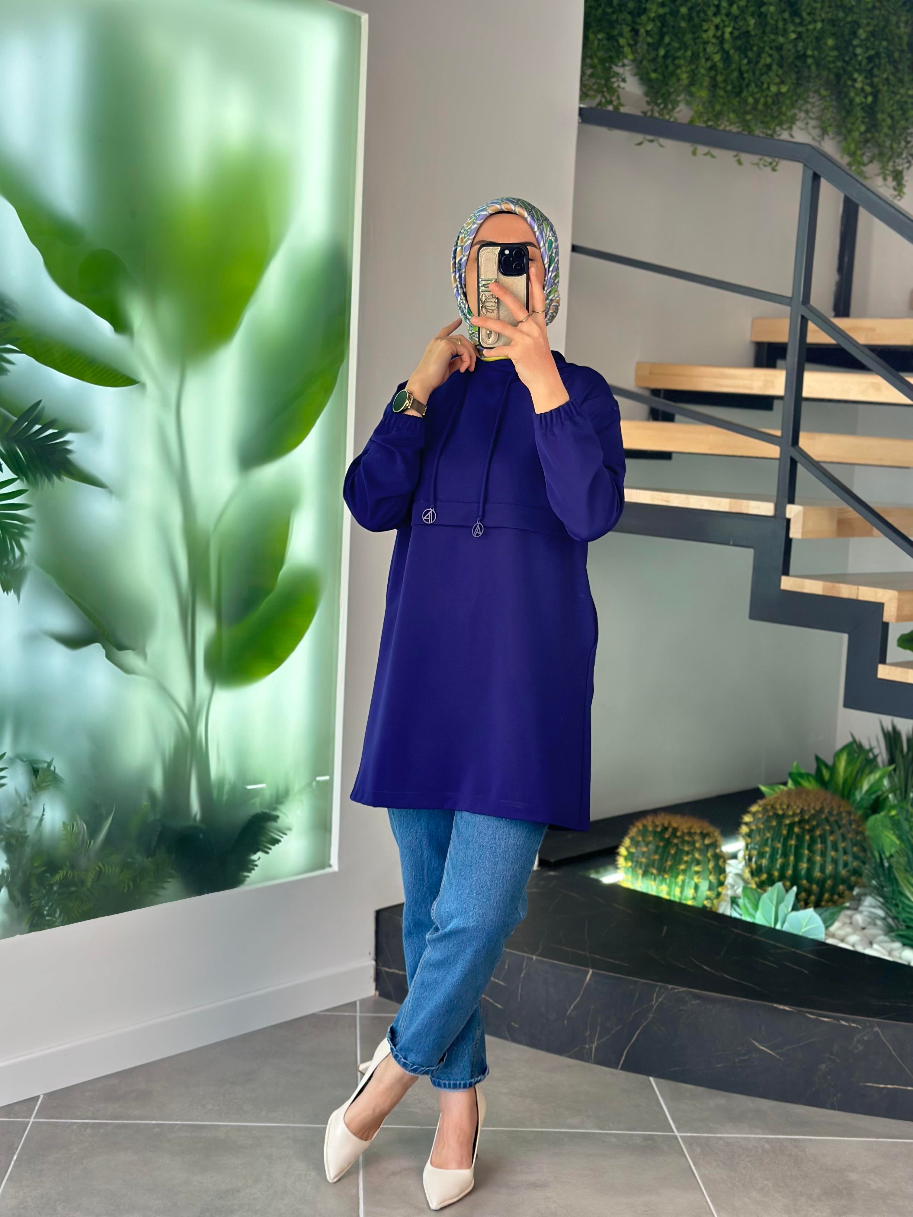 Armine Trend Kapüşonlu Tunik 24KT454-1 Saks