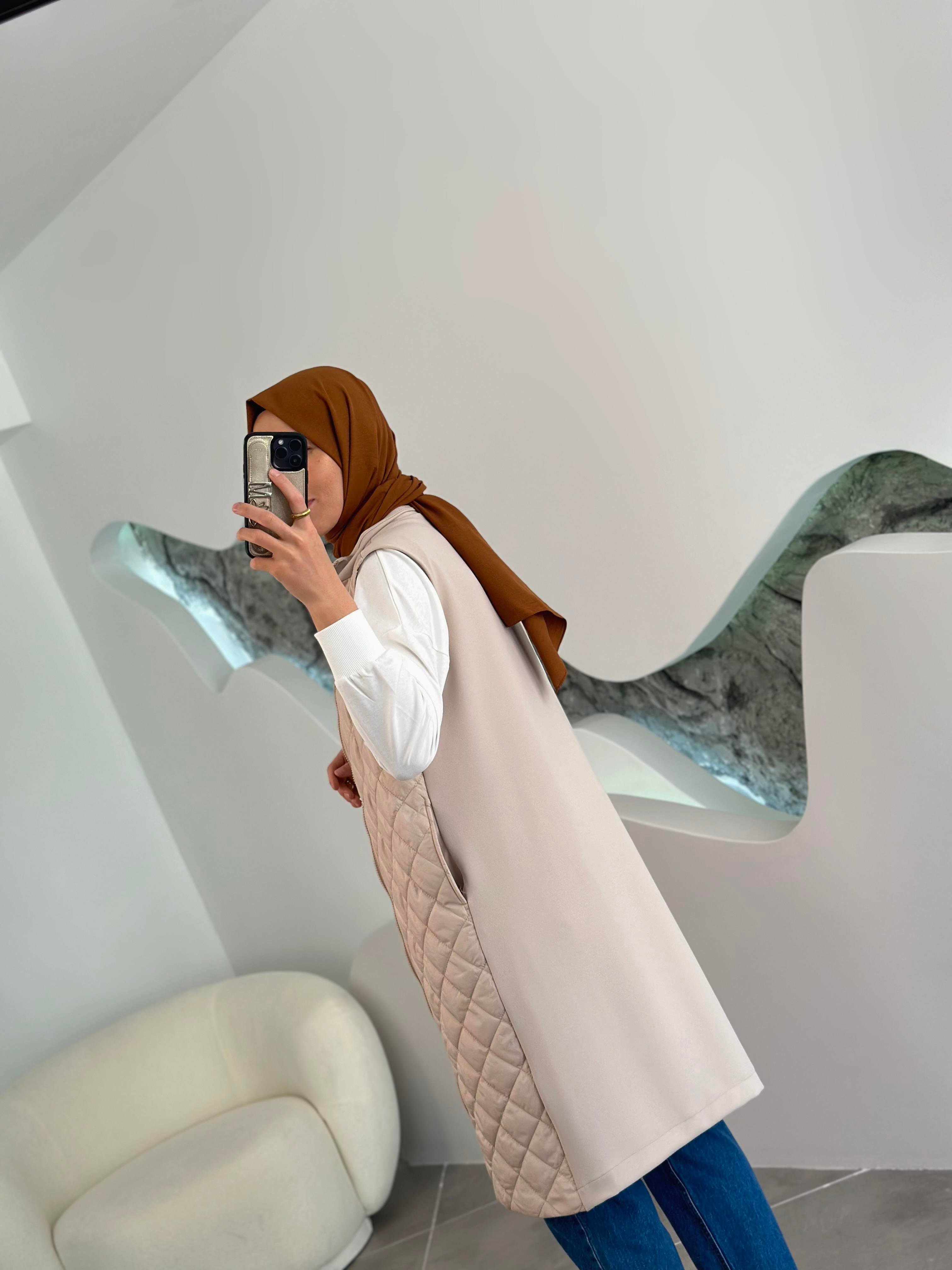 Armine Trend Kapüşonsuz Kapitone Yelek 25YT564 Bej 