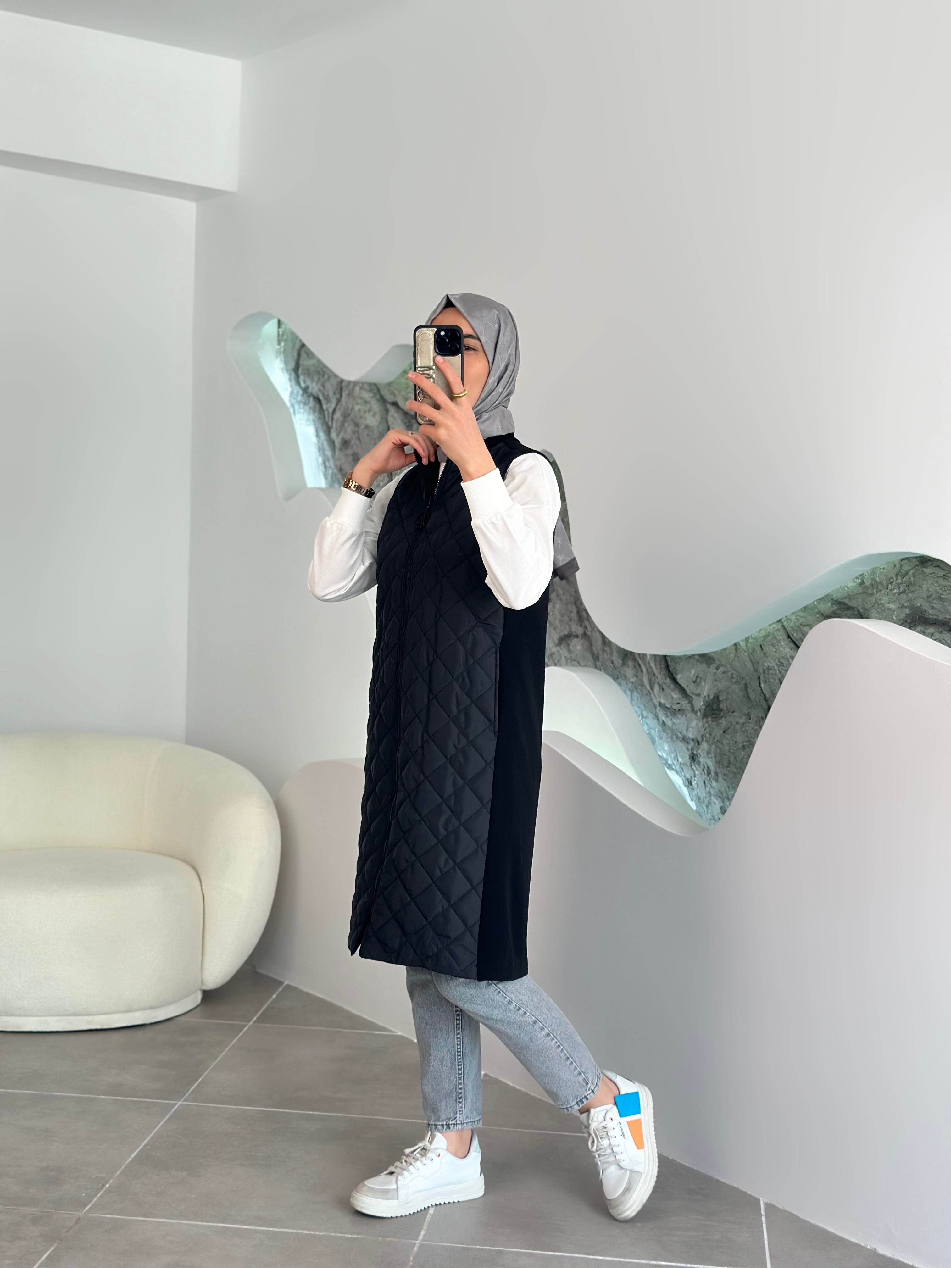 Armine Trend Kapüşonsuz Kapitone Yelek 25YT564 Siyah 