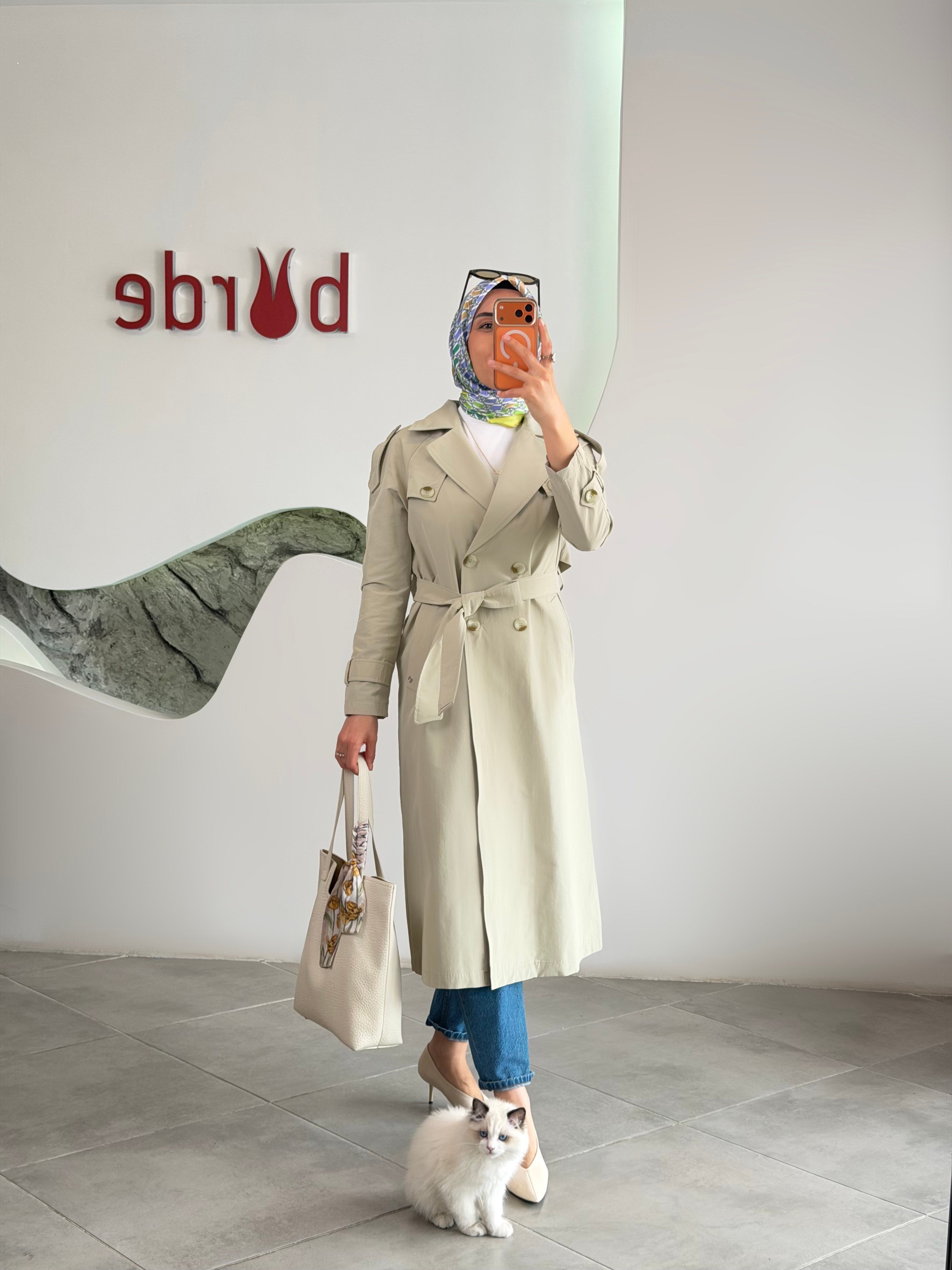 Armine Trend Kruvaze Yaka Astarsız Trençkot 26YT707 Küf Yeşili