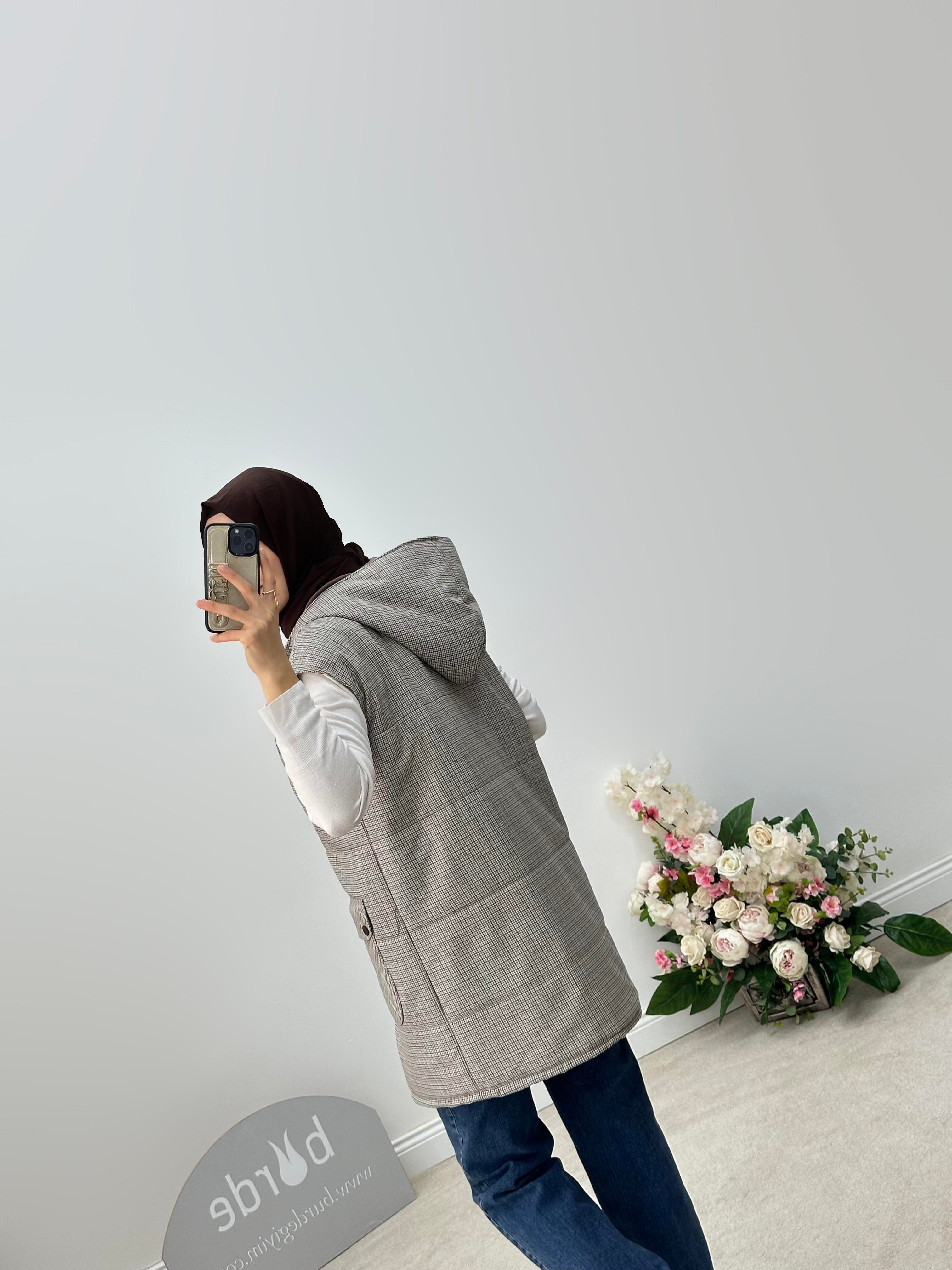 Armine Trend Mini Kazayağı Desenli Yelek 24KT556 Taba 