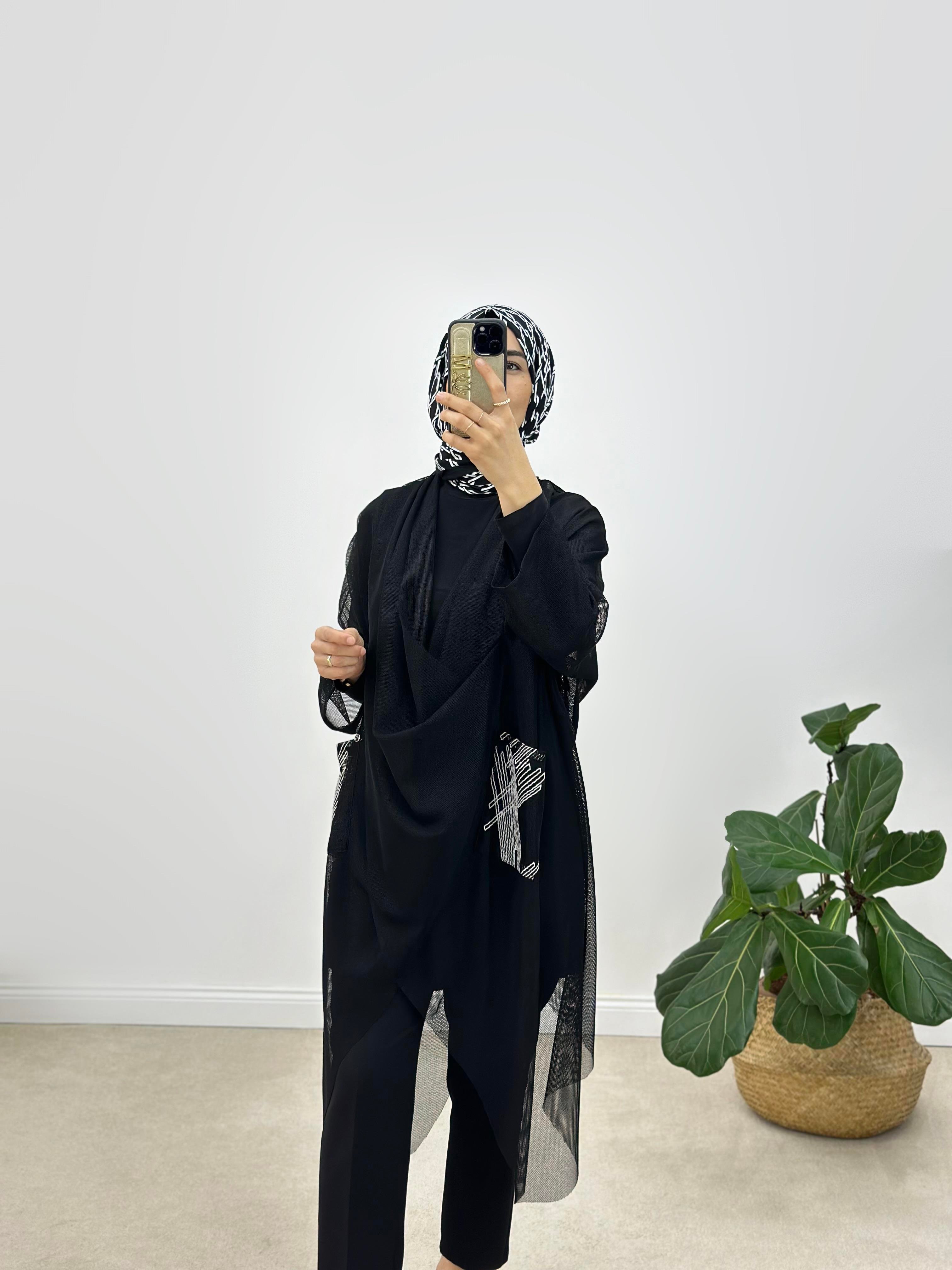 Armine Trend Petek Tül Nakış Detaylı Üst Ve İç Tunik İkili Tunik Takım