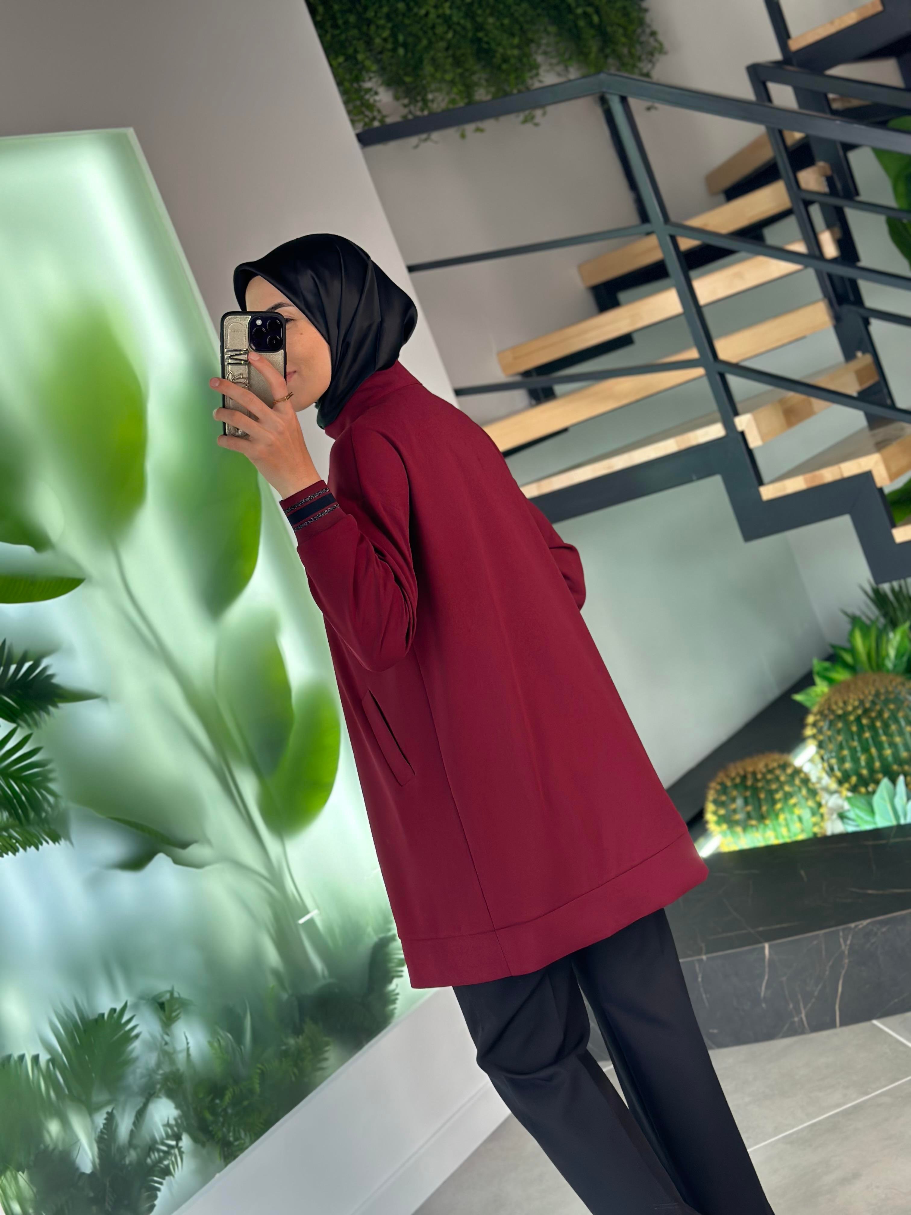 Armine Trend Ribanalı Tunik 24KT480 Bordo 