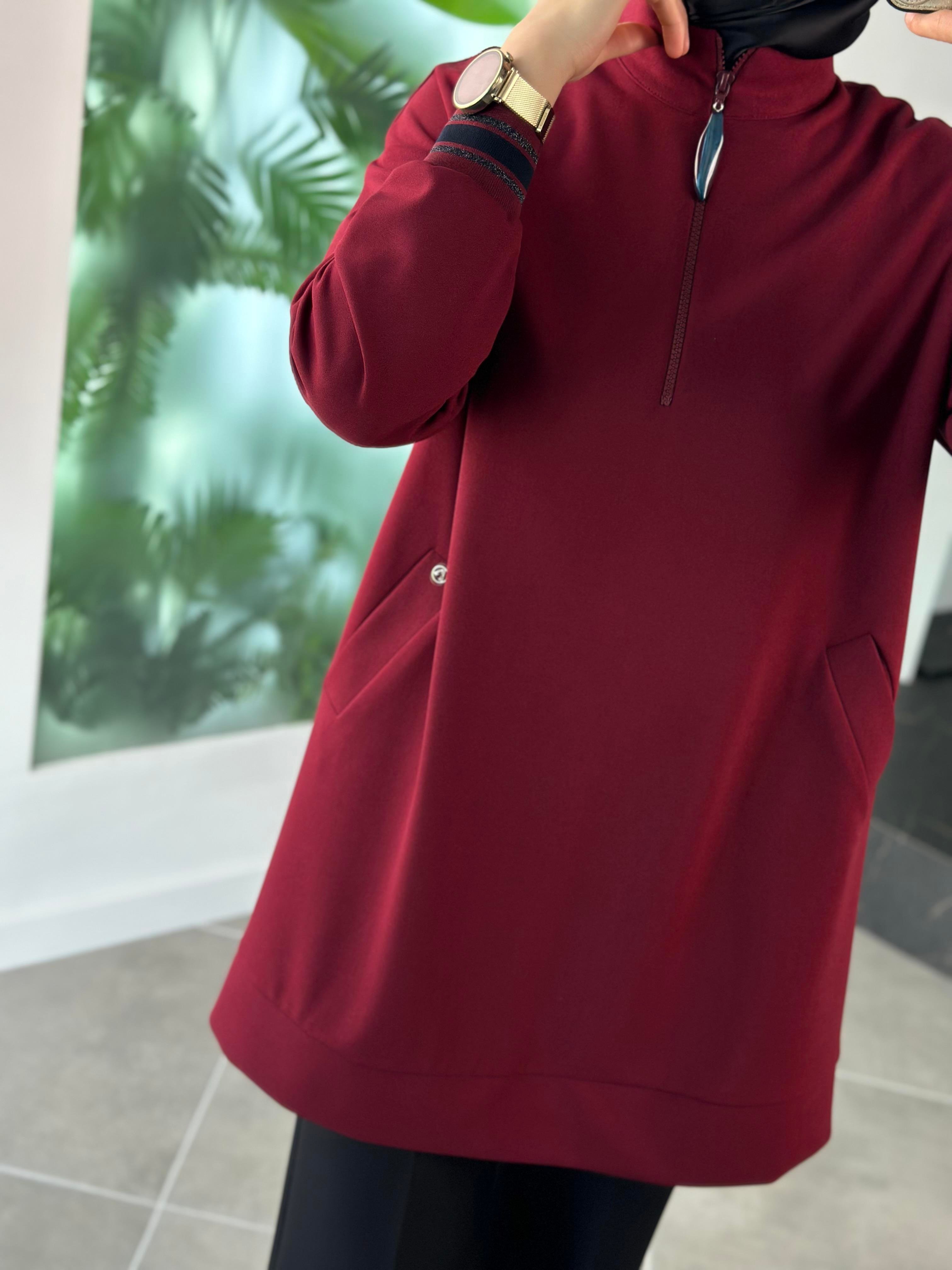 Armine Trend Ribanalı Tunik 24KT480 Bordo 