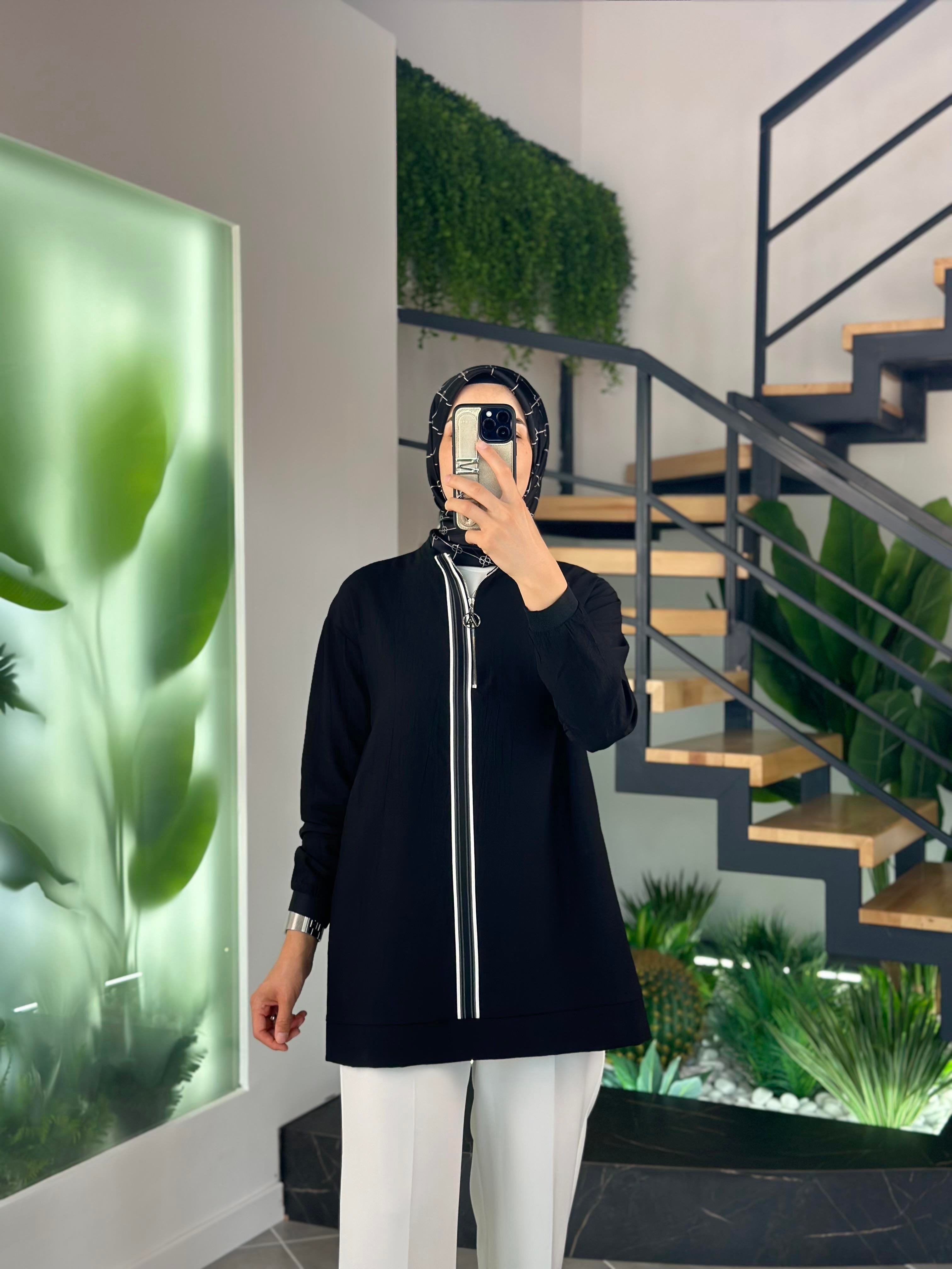 Armine Trend Şerit Detaylı Tunik 25YT4139 Siyah 
