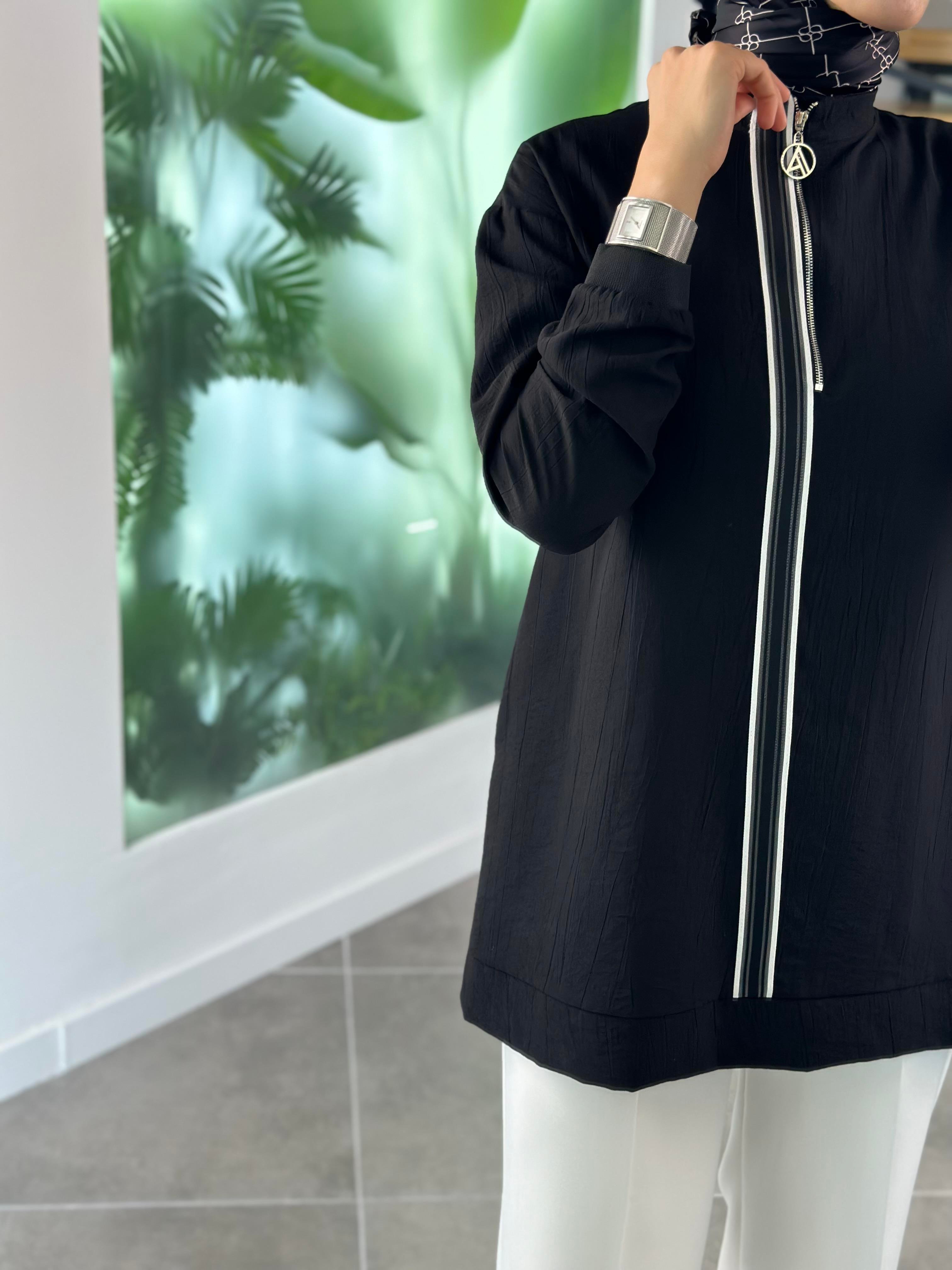 Armine Trend Şerit Detaylı Tunik 25YT4139 Siyah 