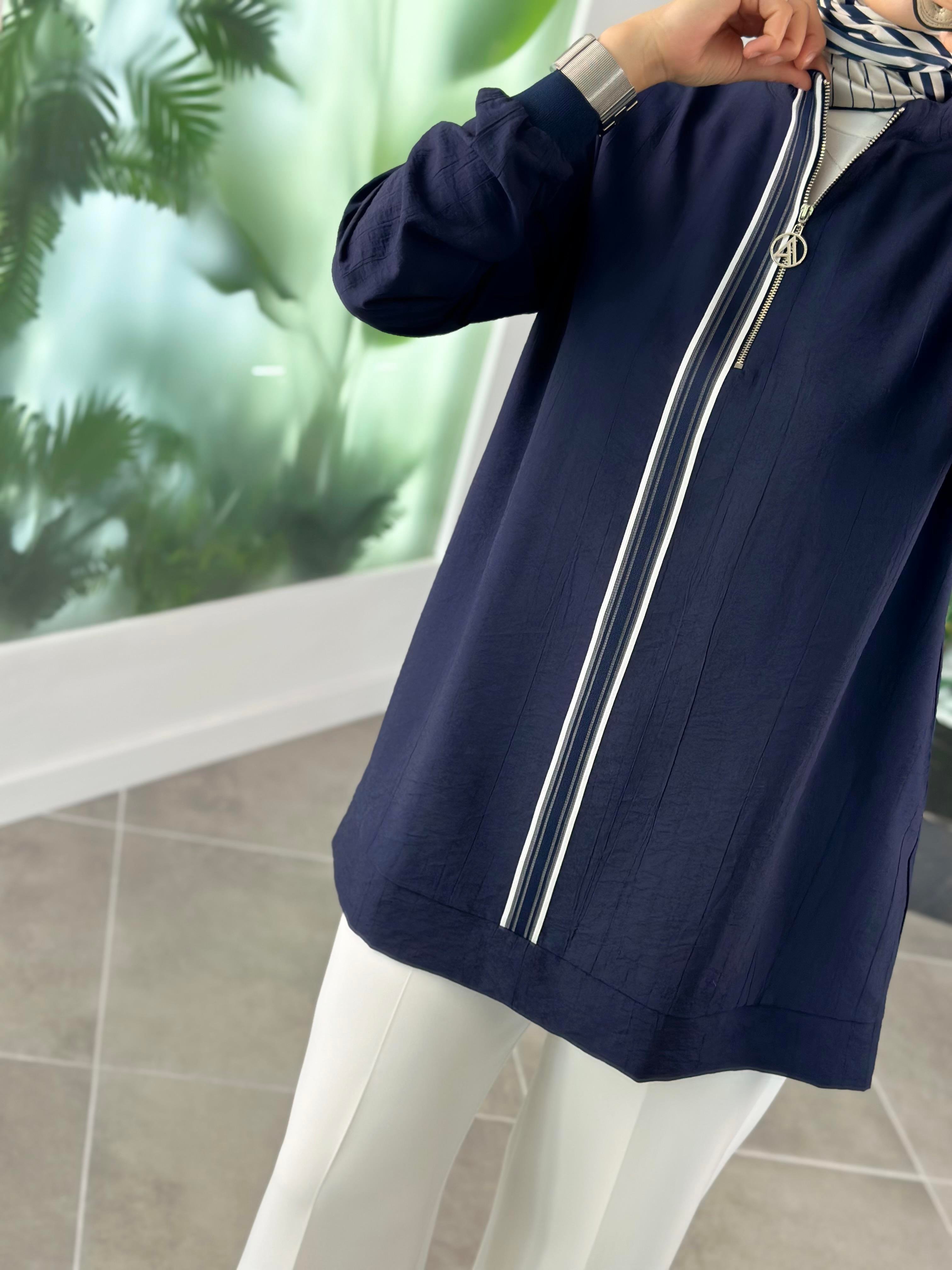 Armine Trend Şerit Detaylı Tunik 25YT4139 Lacivert 