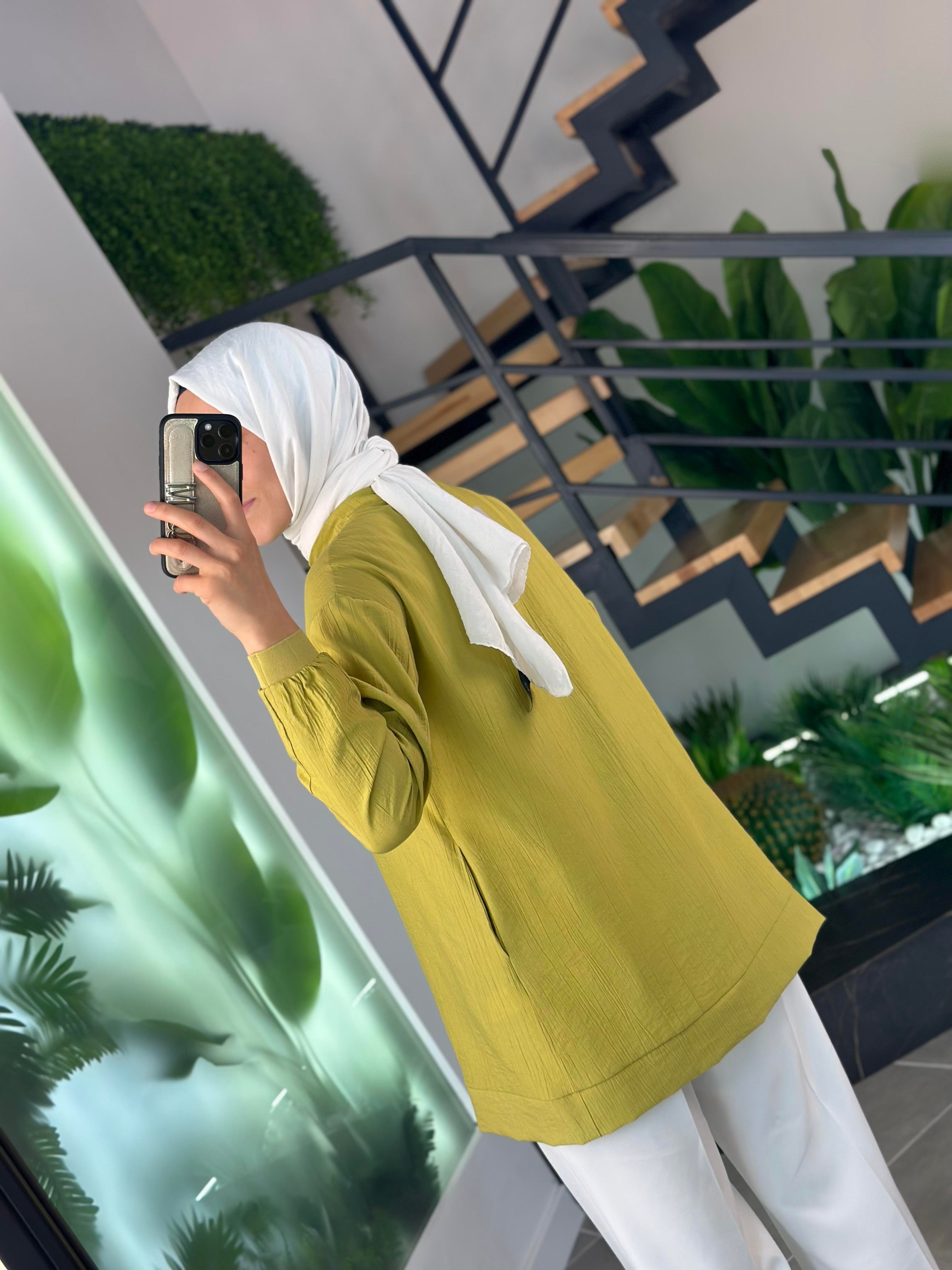 Armine Trend Şerit Detaylı Tunik 25YT4139 Yağ Yeşili 