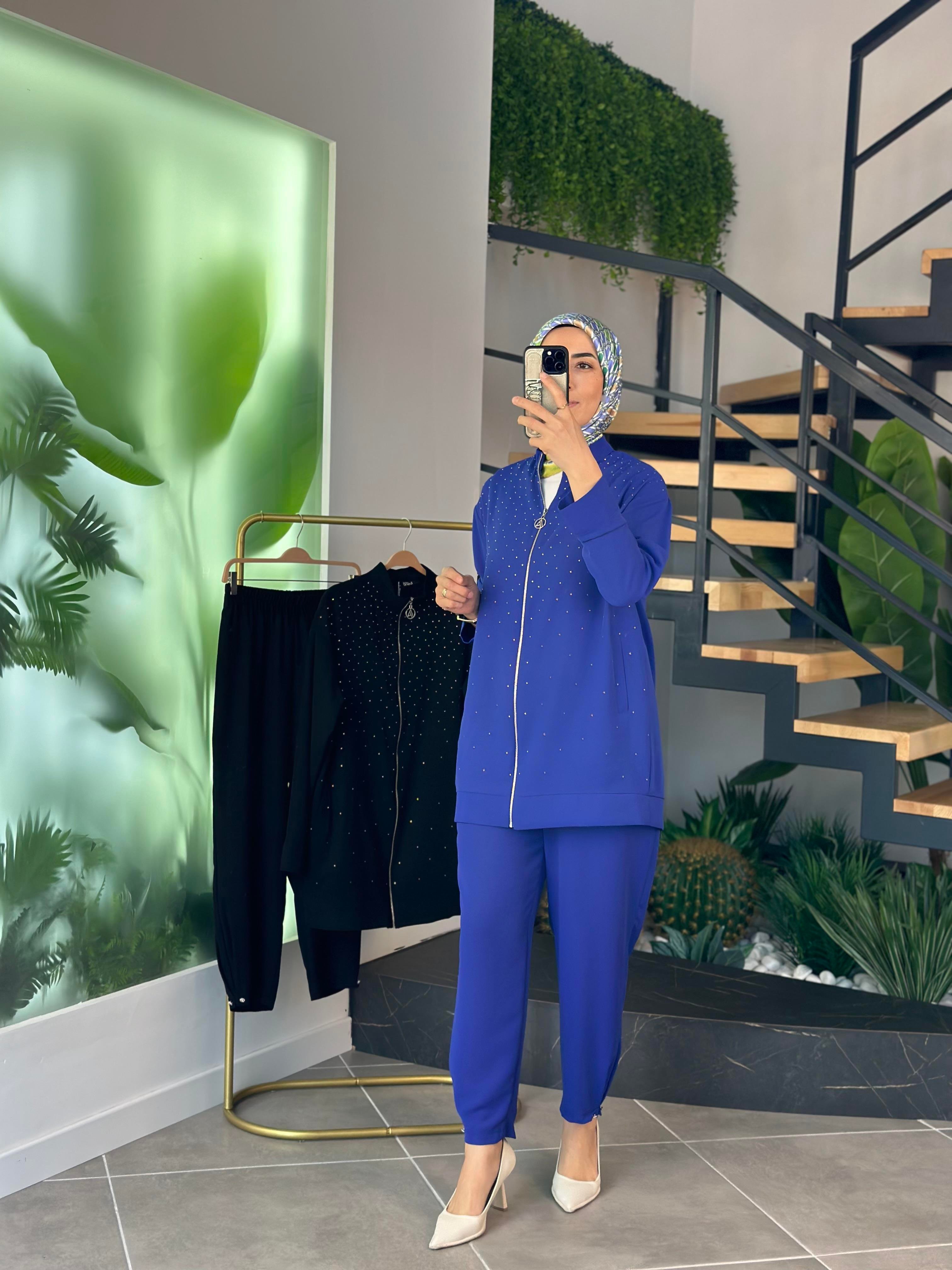 Armine Trend Serpme Taşlı Takım 25YT640 Morcivert 