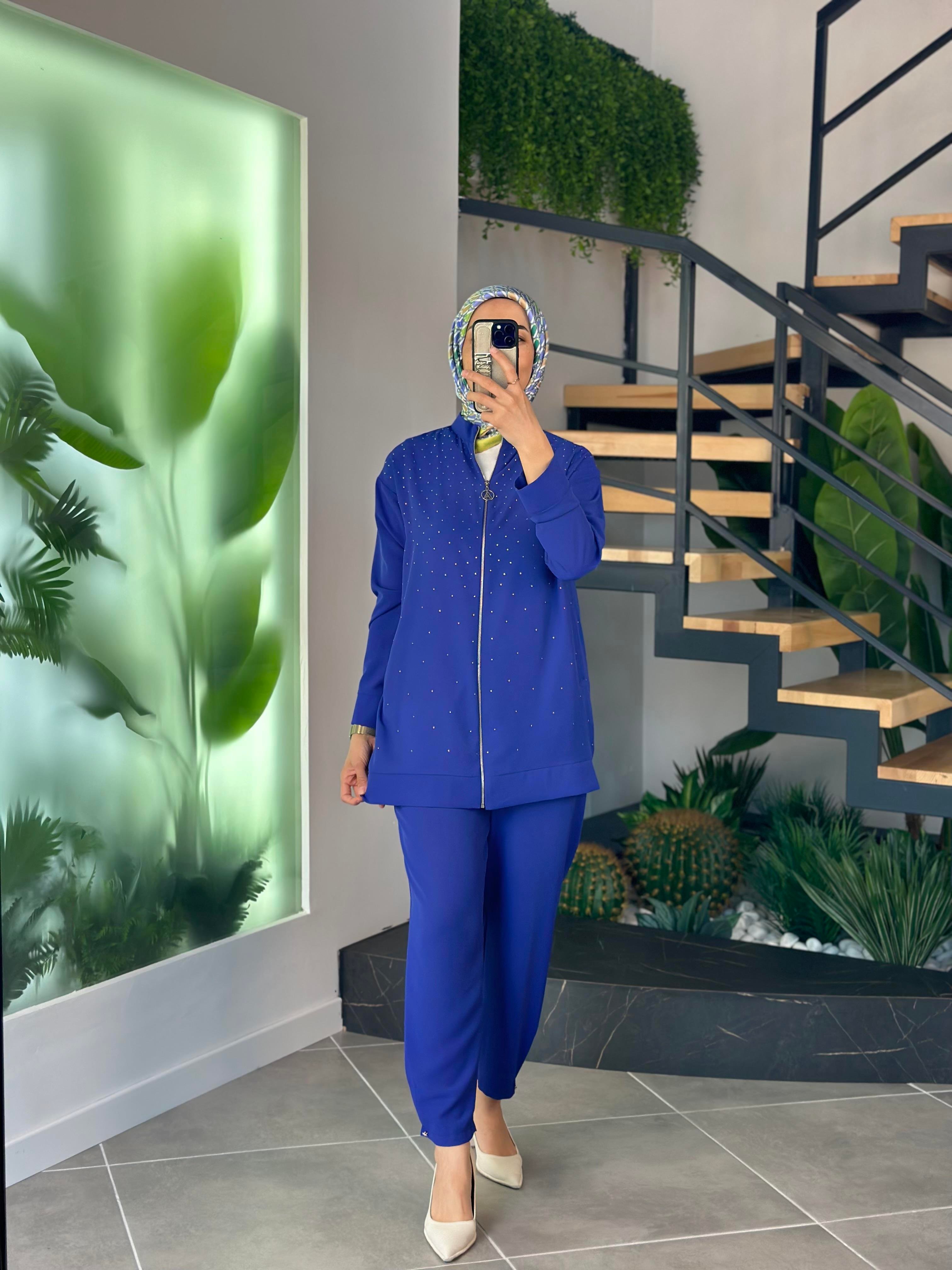 Armine Trend Serpme Taşlı Takım 25YT640 Morcivert 
