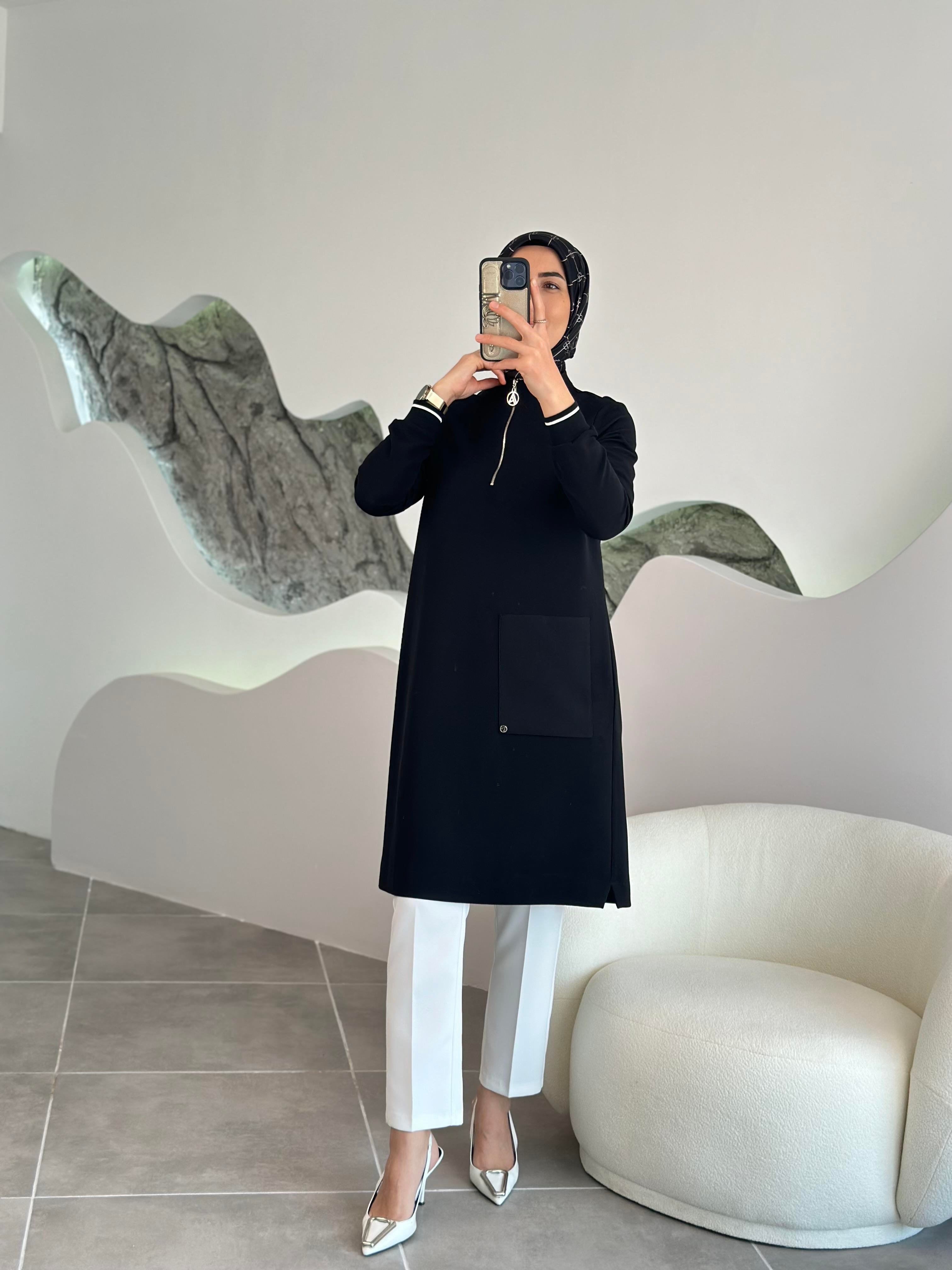 Armine Trend Tek Cepli Tunik 24KT453 Siyah