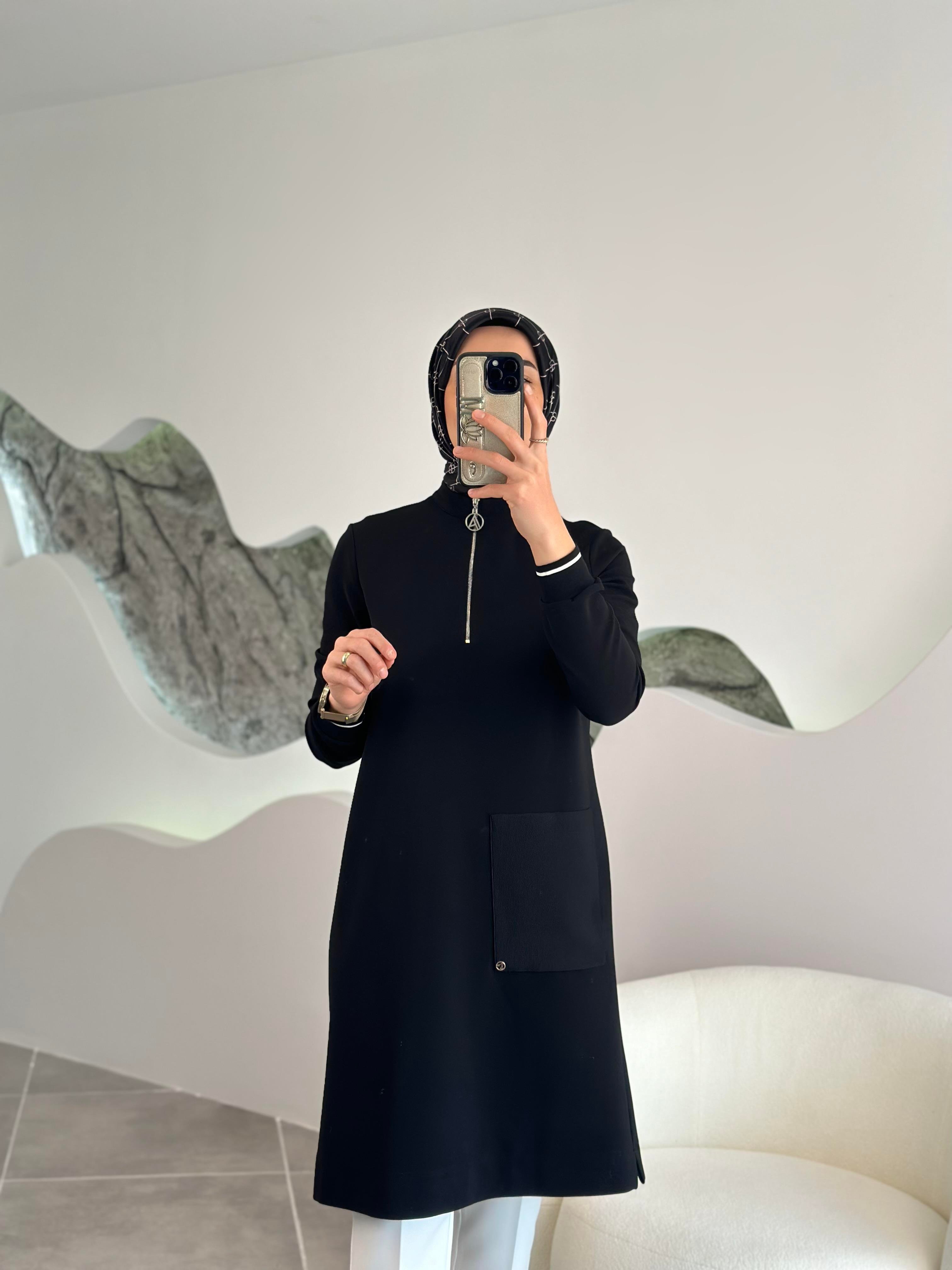 Armine Trend Tek Cepli Tunik 24KT453 Siyah
