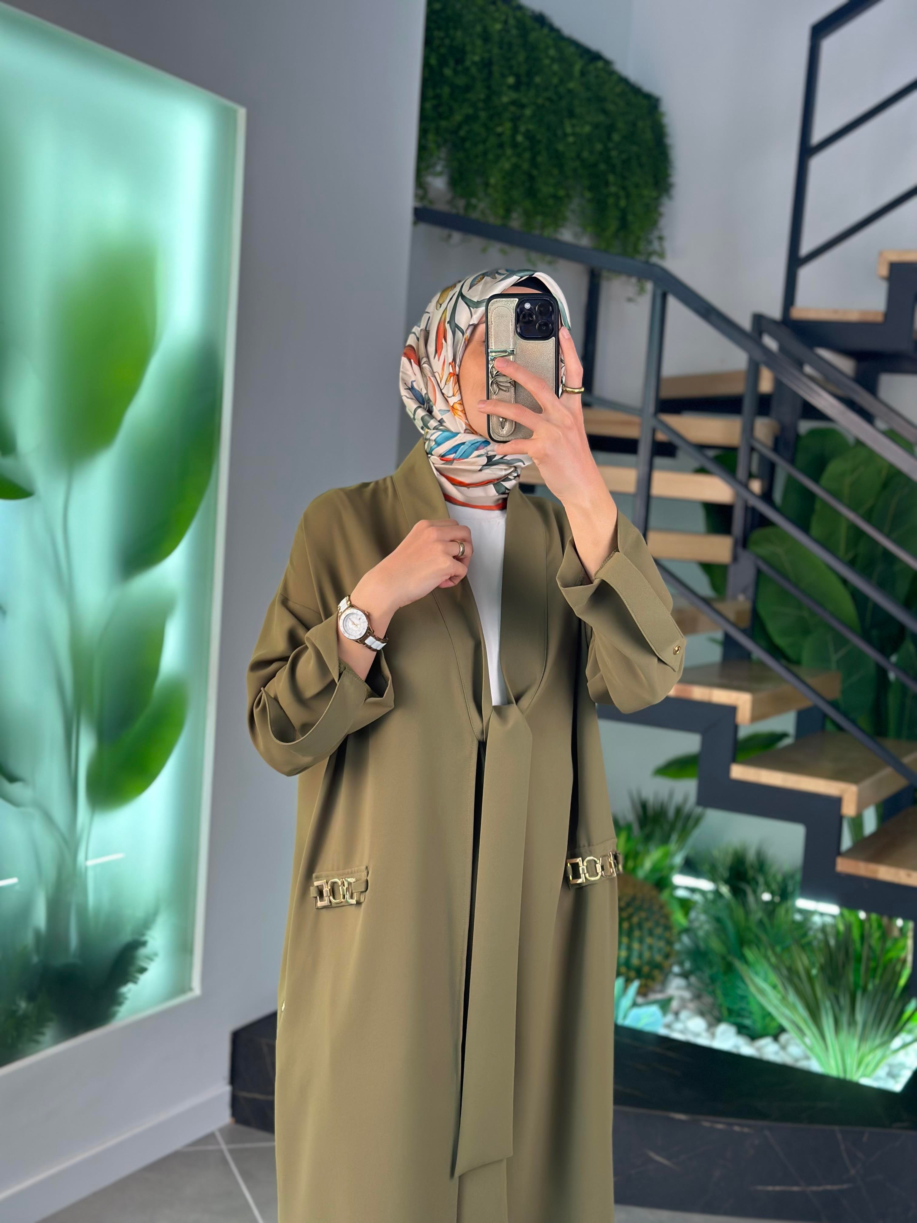 Armine Trend Zincir Detaylı Bağlamalı Giyçık 25YT543 Yağ Yeşili 