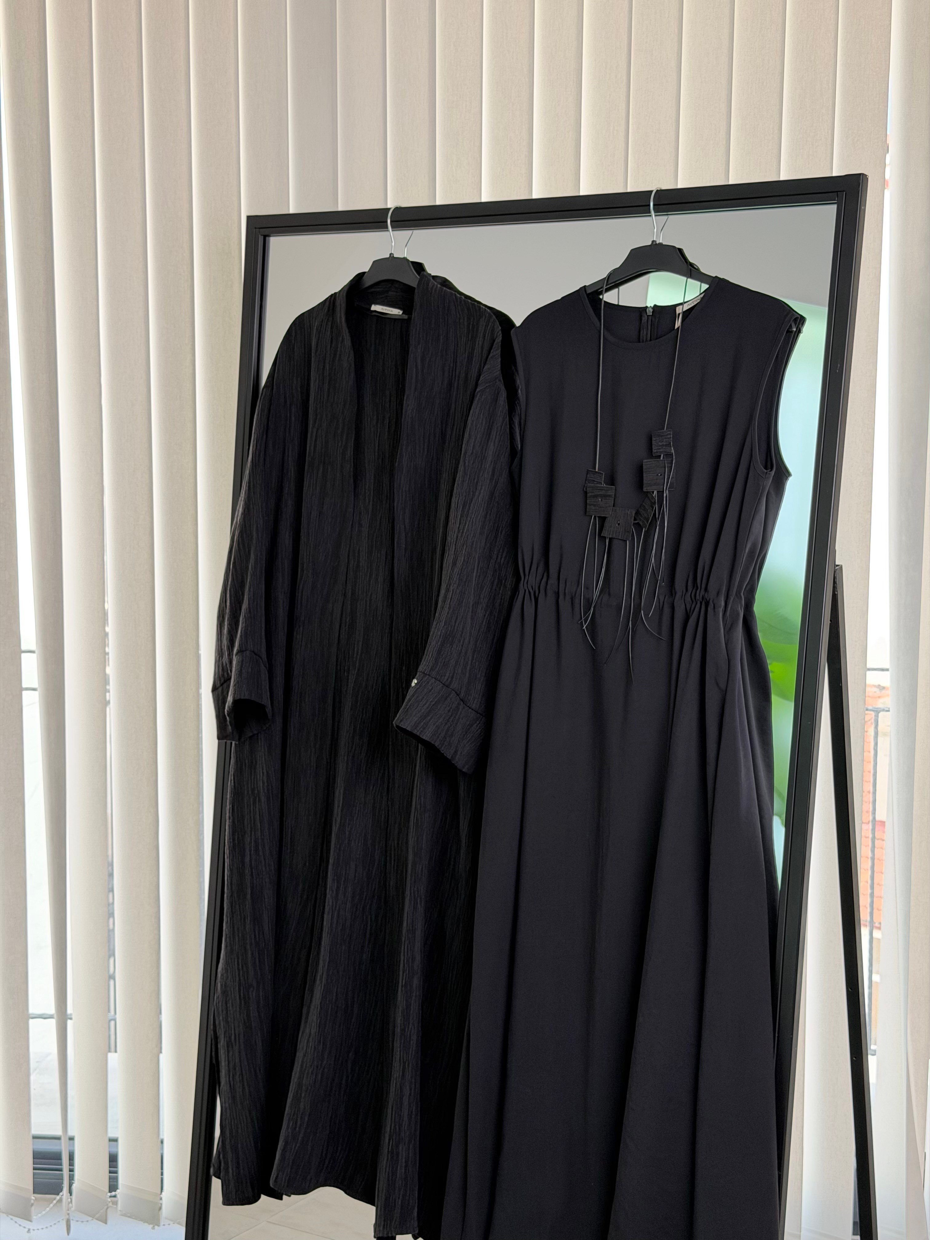 Avenna Soft Touch Elbise& Kimono Premium Takım 26YA628 Siyah